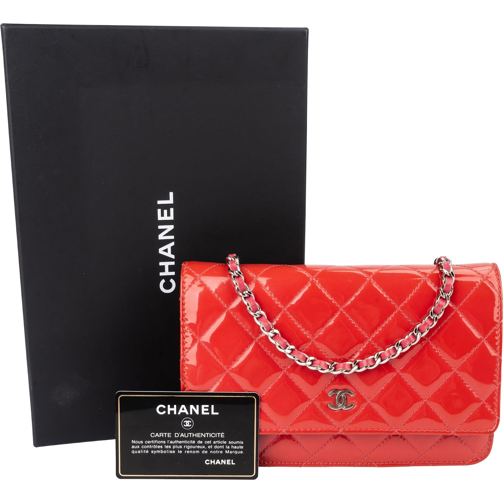 Chanel Quilted Patent Leather Wallet on Chain