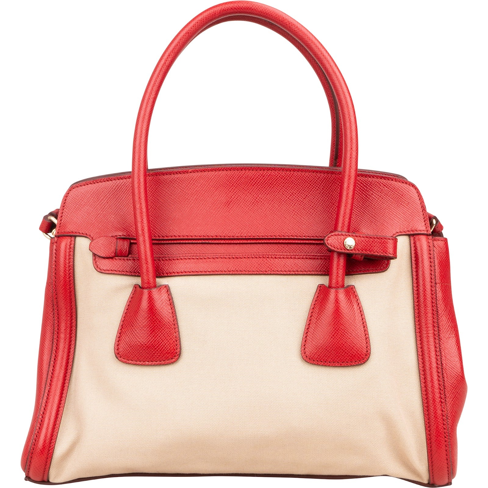 Prada Bicolor Saffiano & Canvas Handbag