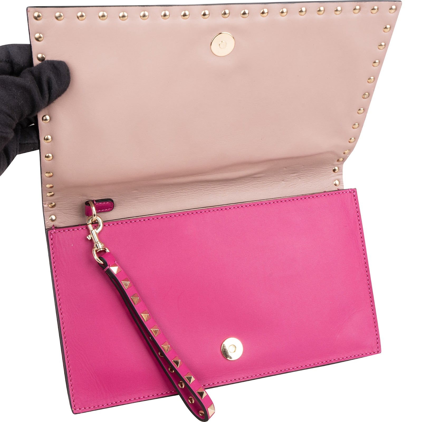 Valentino Garavani roze leren Rockstud-clutch