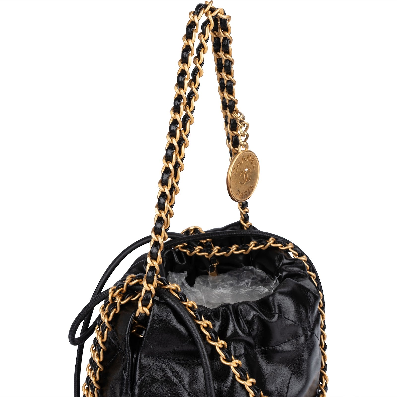 Chanel 22 Stitching Lambskin Small Drawstring Crossbody Bag