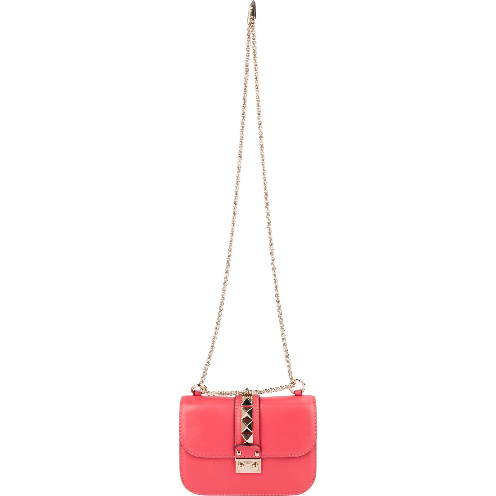 Valentino Garavani Pink Leather Rockstud Glam Lock Crossbody Bag