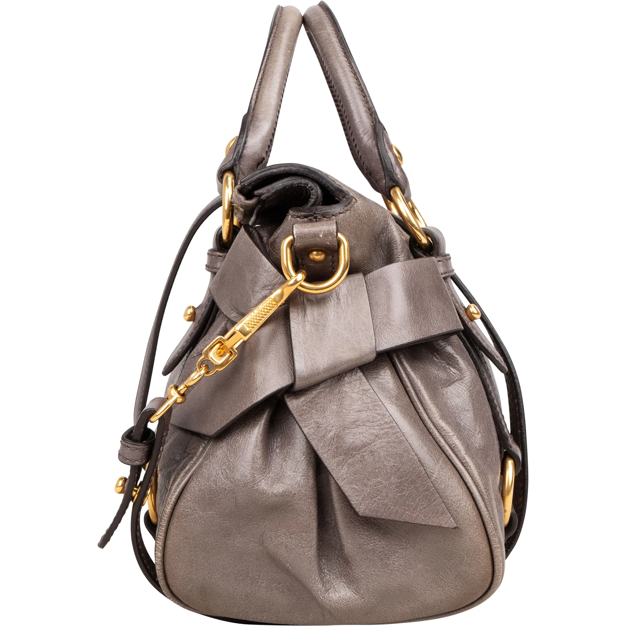 Miu Miu Grey Leather City Handbag