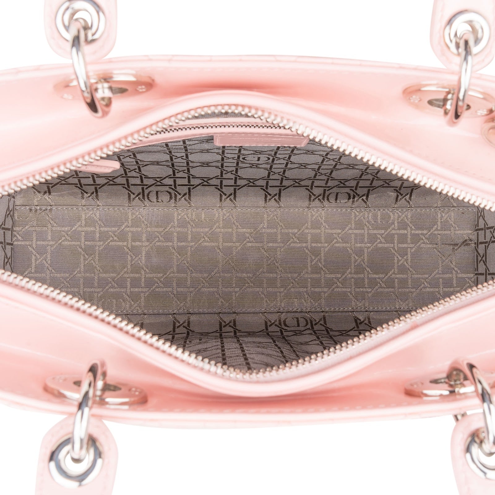 Christian Dior Quilted Patent Leather Large Lady Dior Handbag