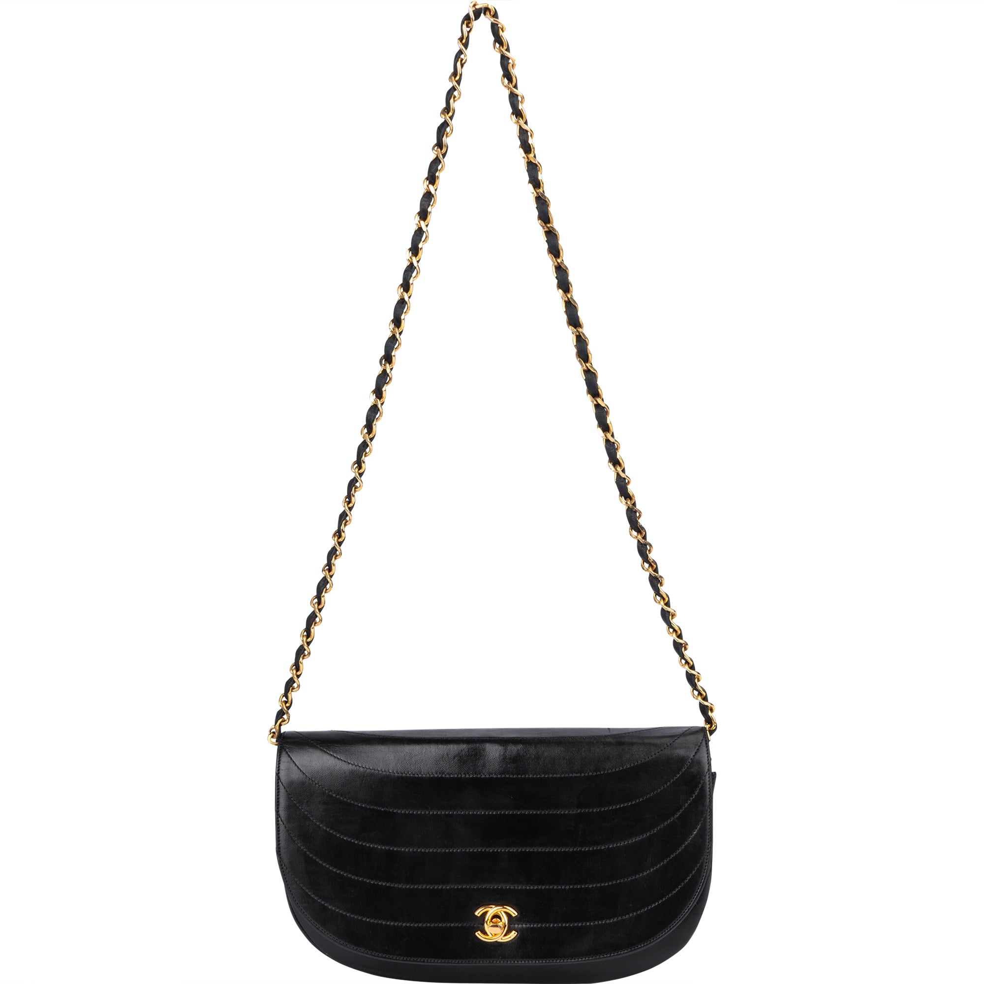 Chanel Lambskin Halfmoon Single Flap Shoulder Bag