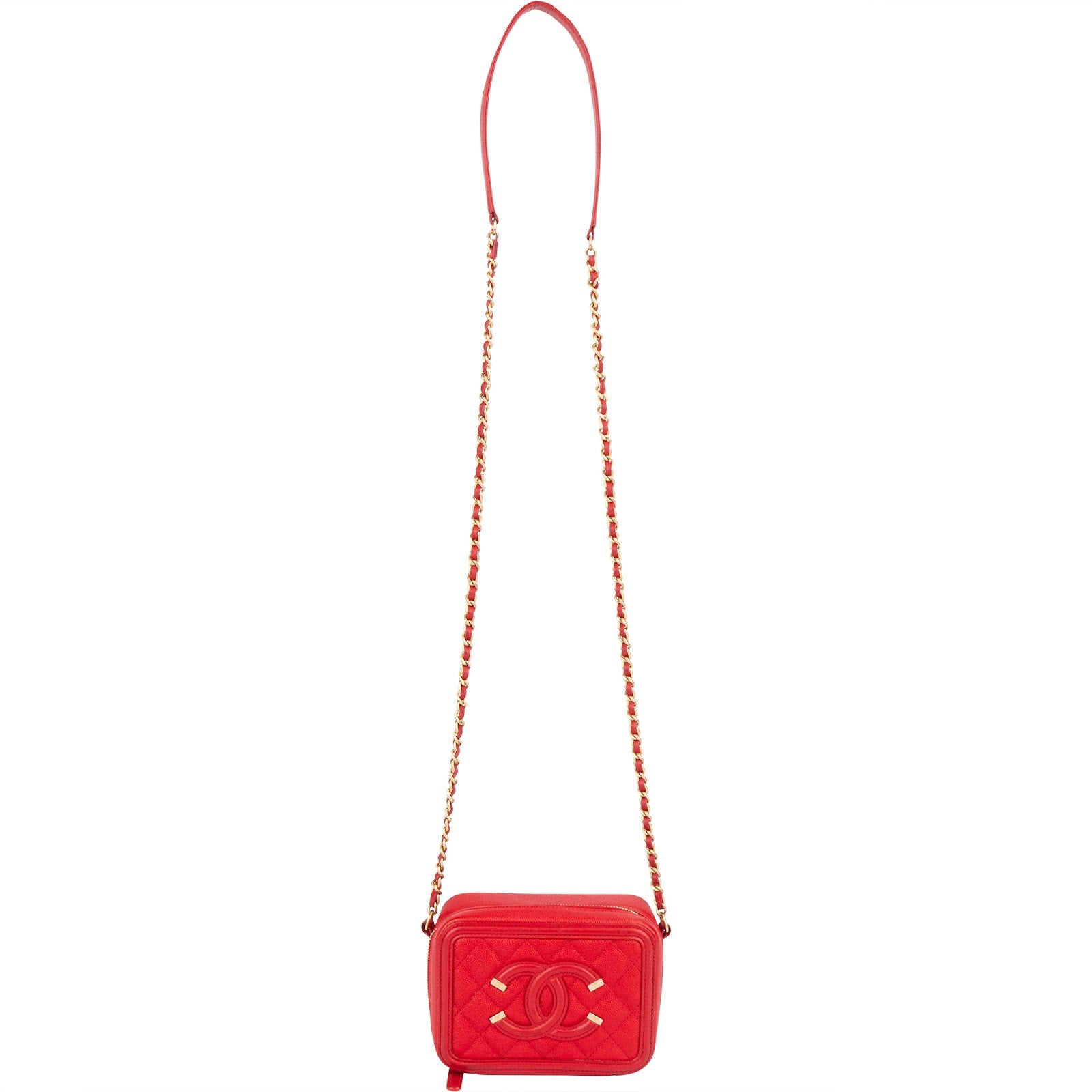 Chanel Quilted Caviar Leather Small Filigree Vanity Case Crossbody