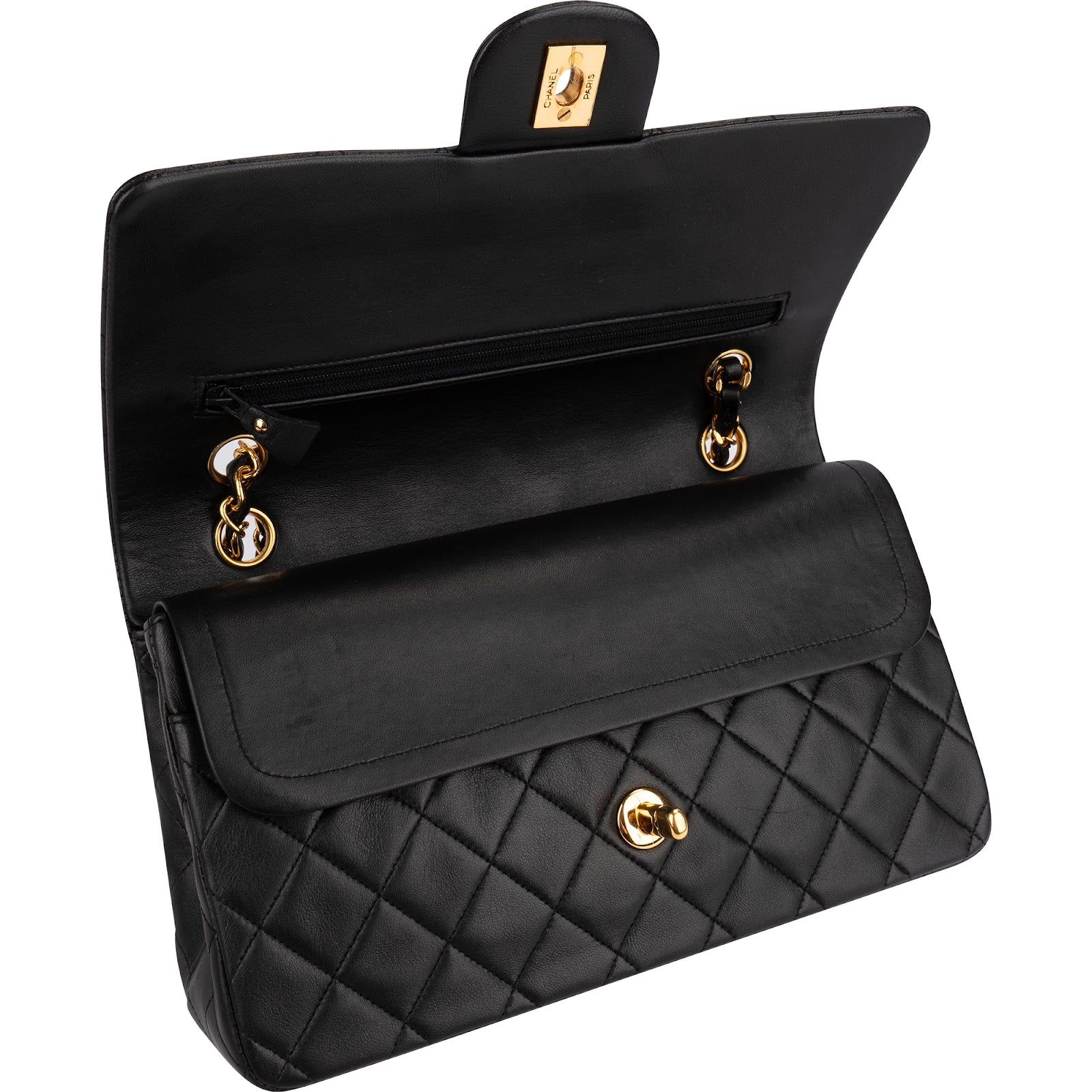 Chanel Quilted Lambskin 24K Gold Medium Double Flap Shoulder Bag