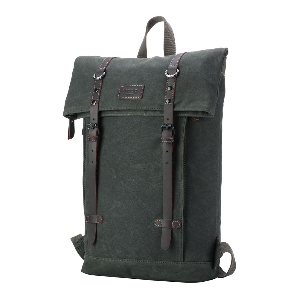 Heritage Canvas Laptop Backpack - Dark Green