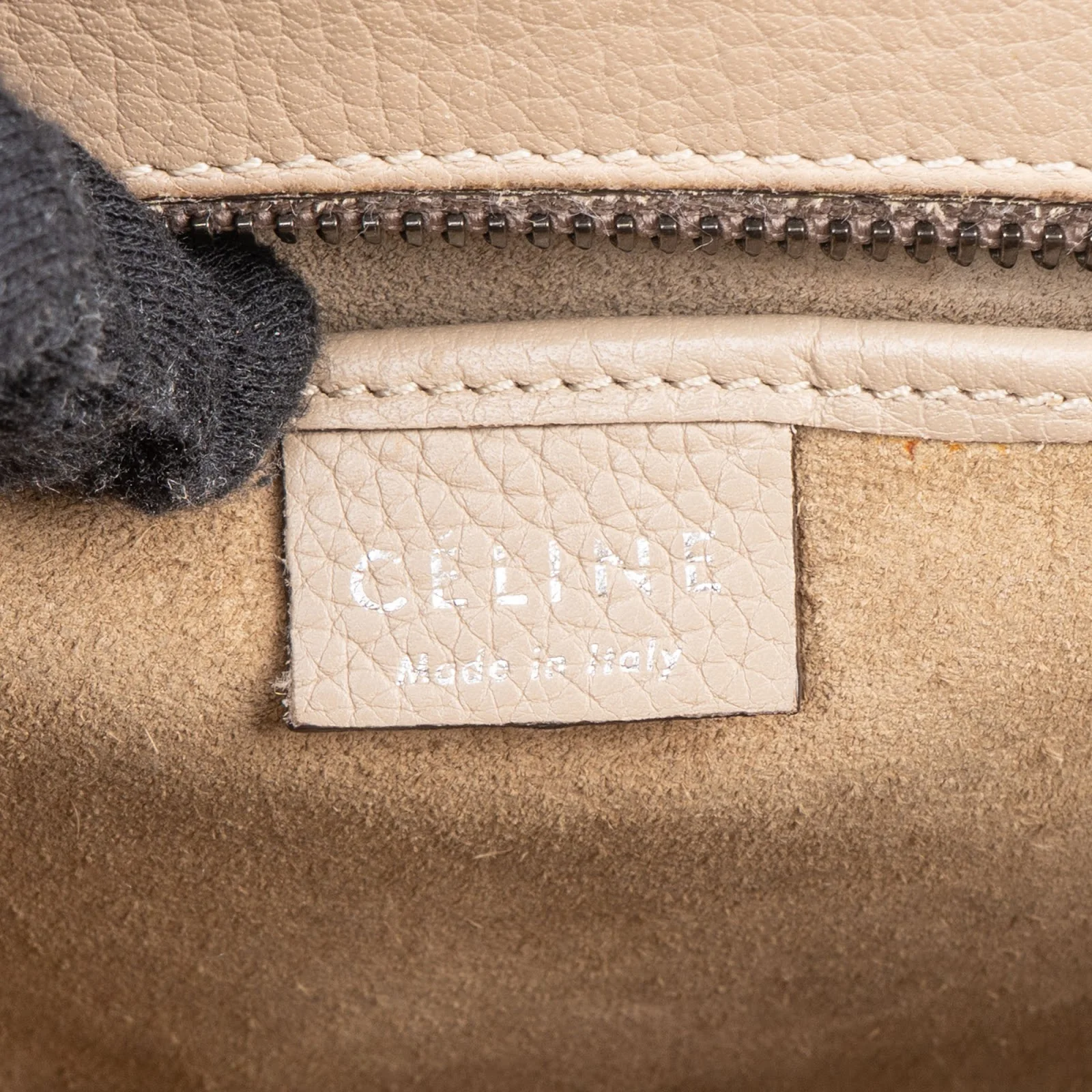 Céline Drummed Calfskin Luggage Handbag