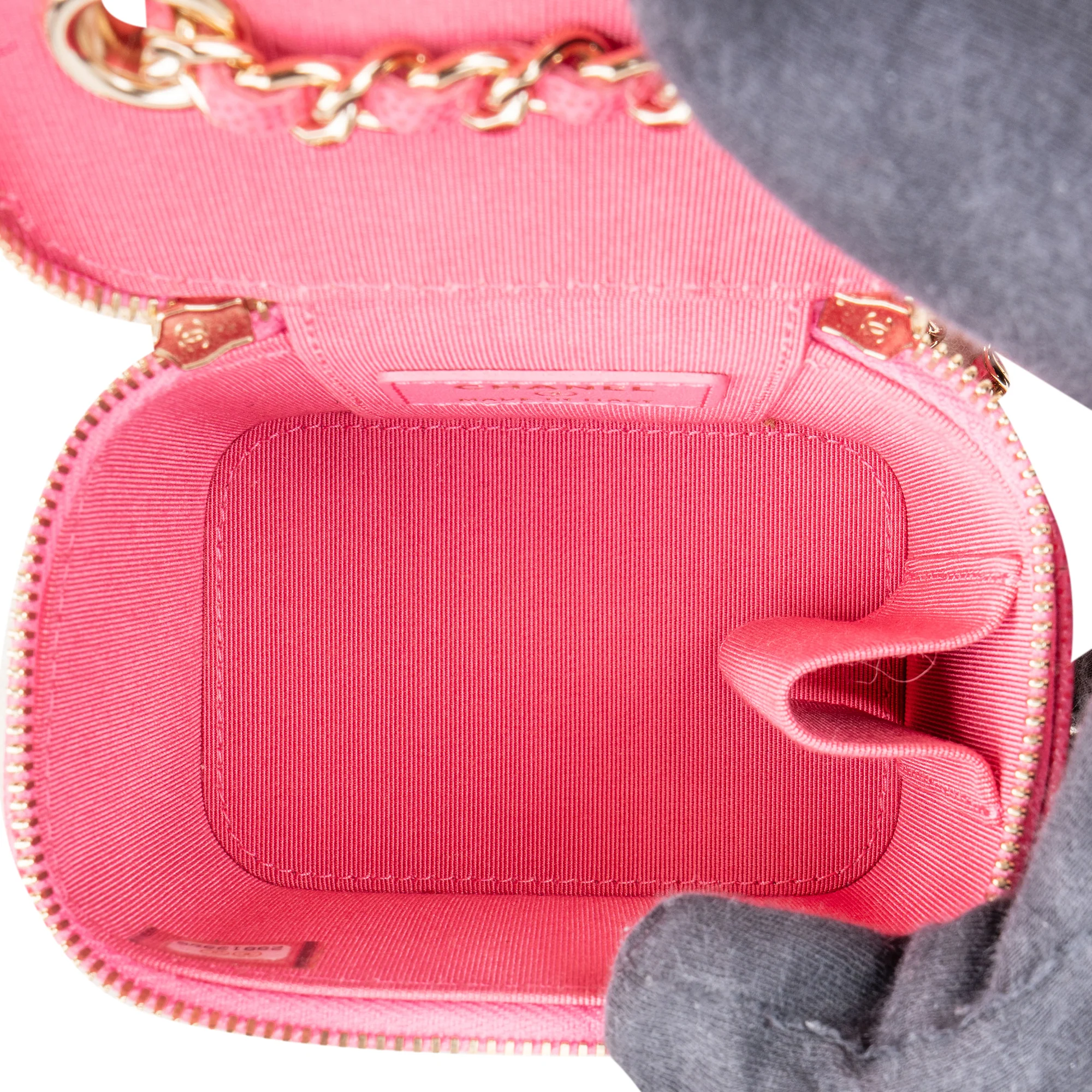 Chanel Pink Caviar Leather Mini Vanity Crossbody Bag
