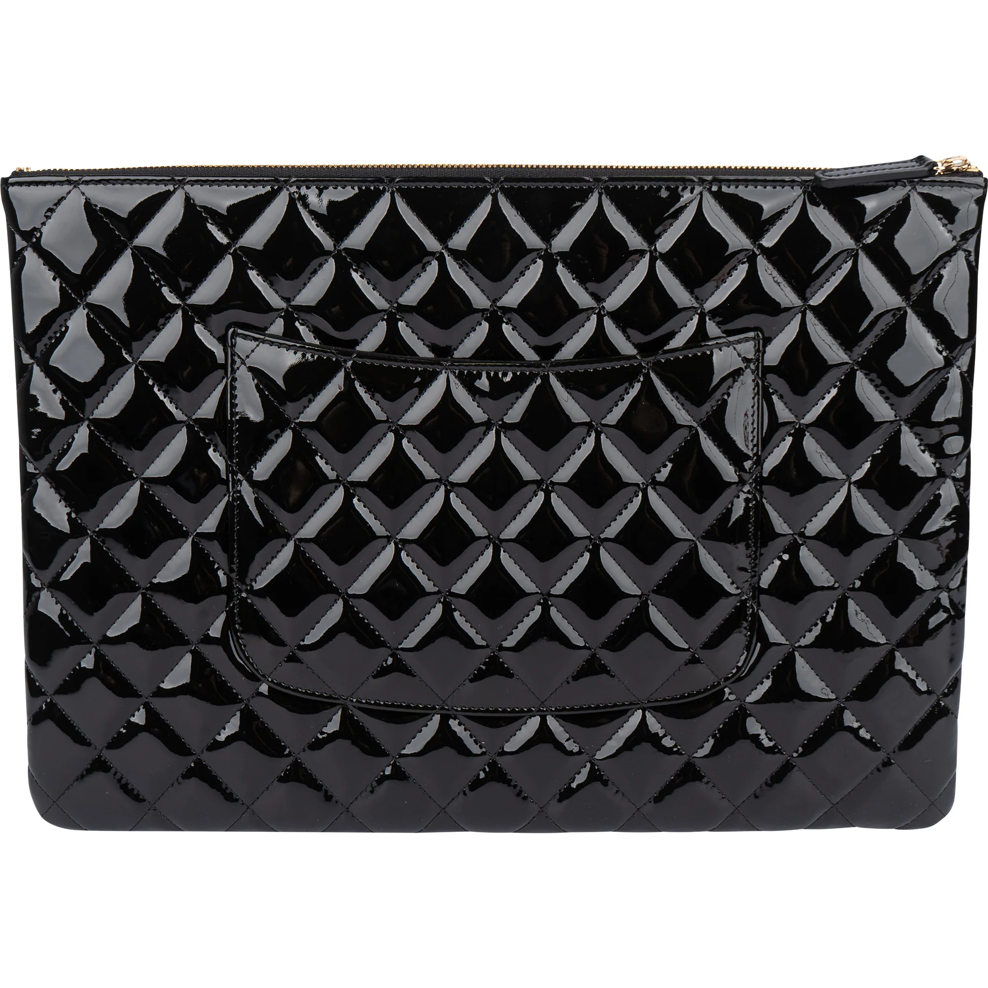 Chanel Quilted Patent Leather CC Clutch
