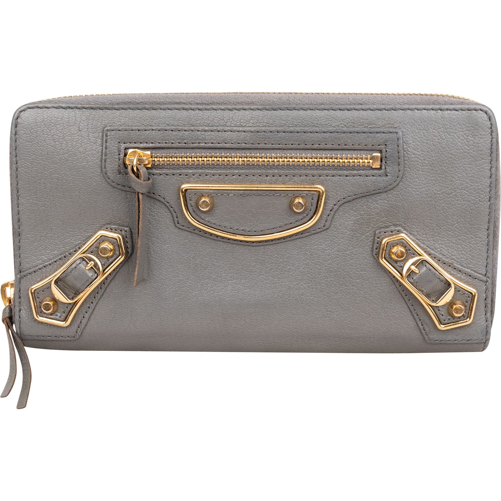 Balenciaga Grey Classic Leather Zip Wallet