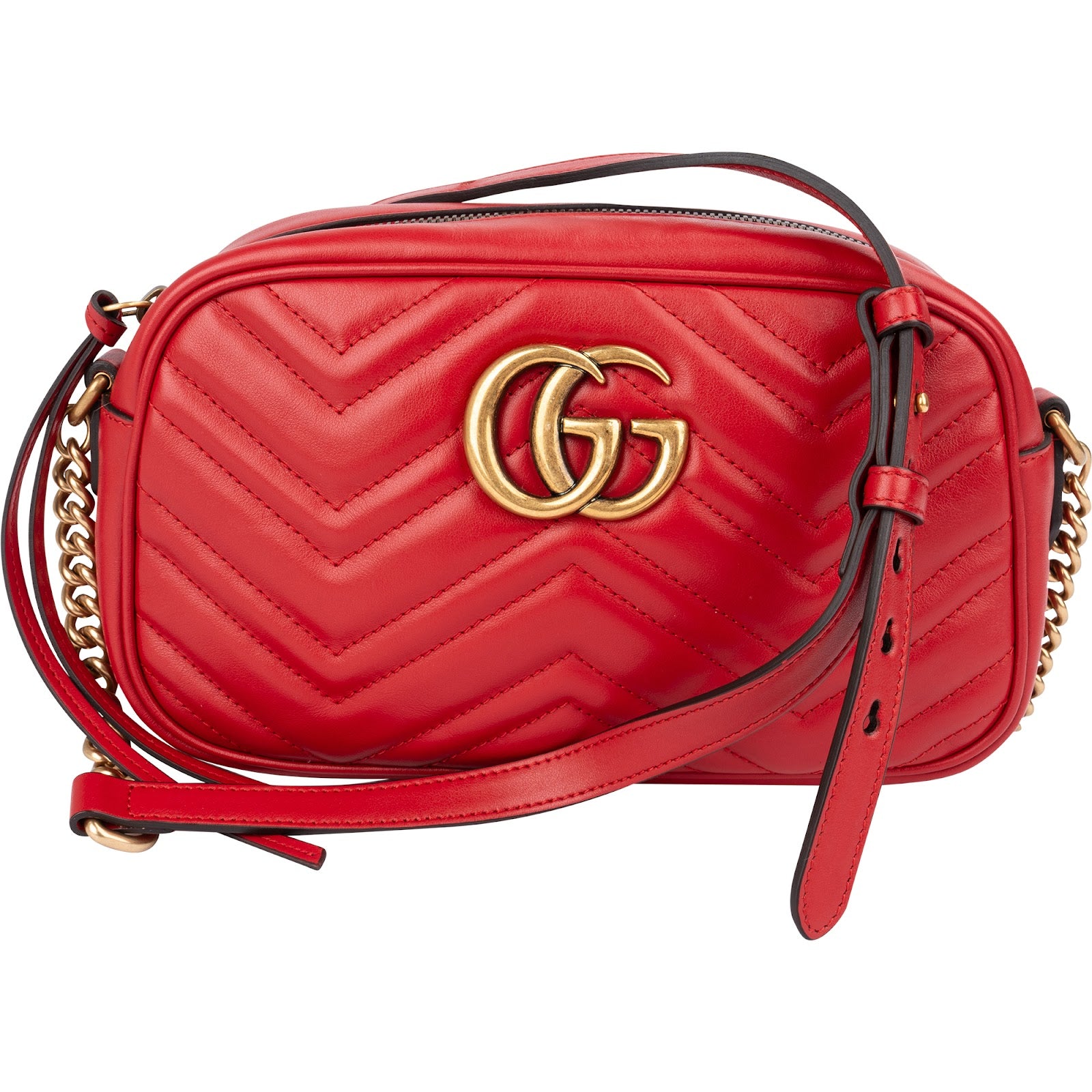 Gucci Chevron Leather GG Marmont Medium Crossbody Bag