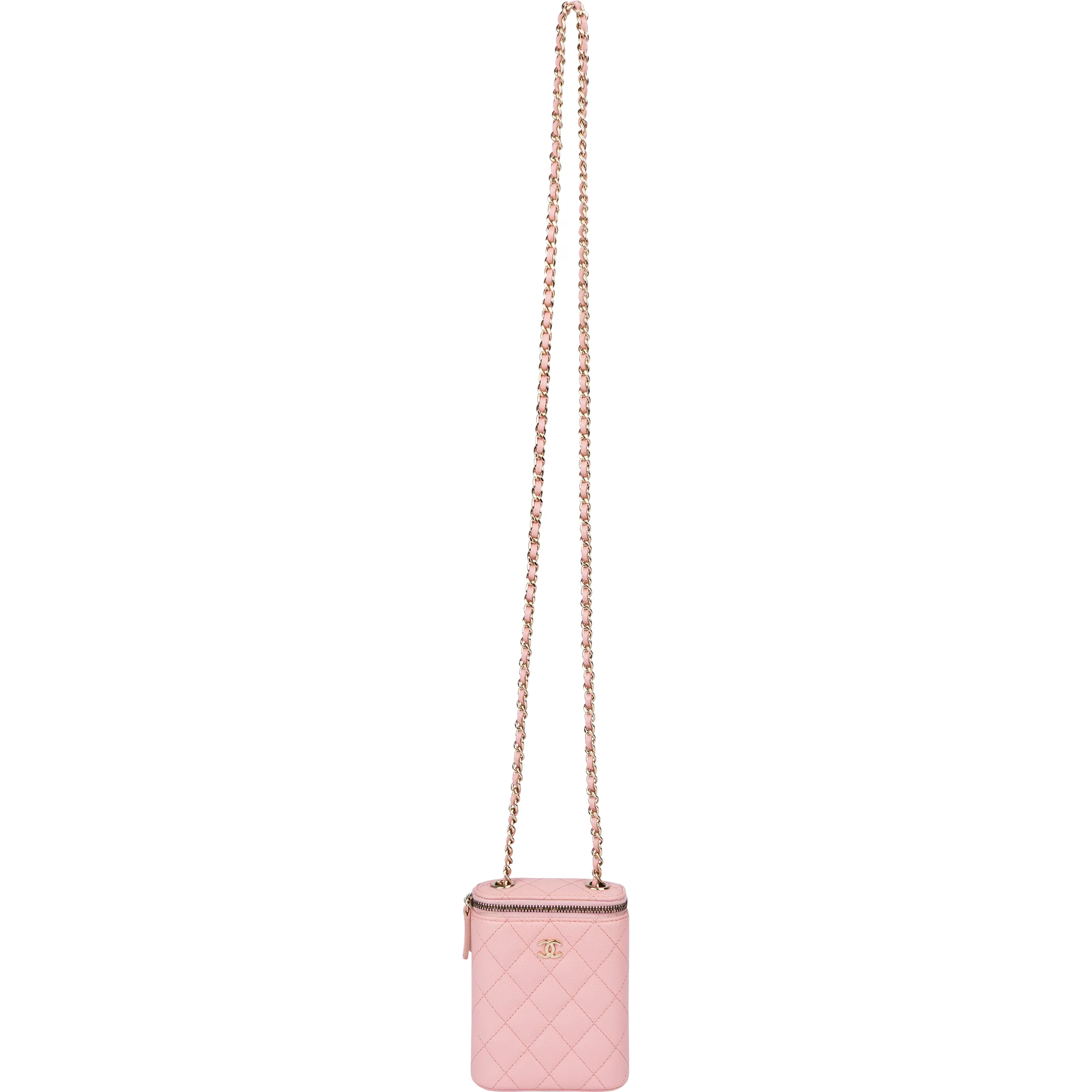 Chanel Pink Caviar Leather Mini Vertical Vanity Crossbody Bag
