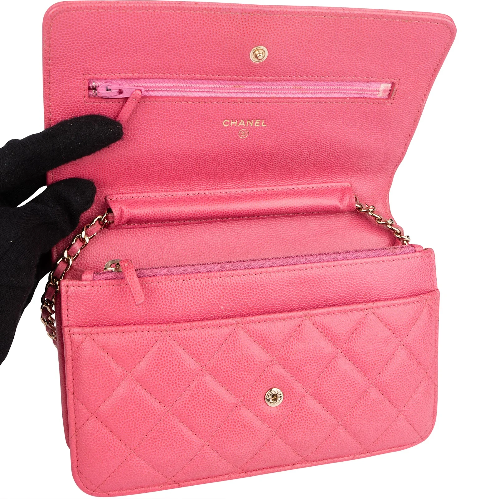 Chanel Quilted Caviar Leather Wallet On Chain Crossbody Bag