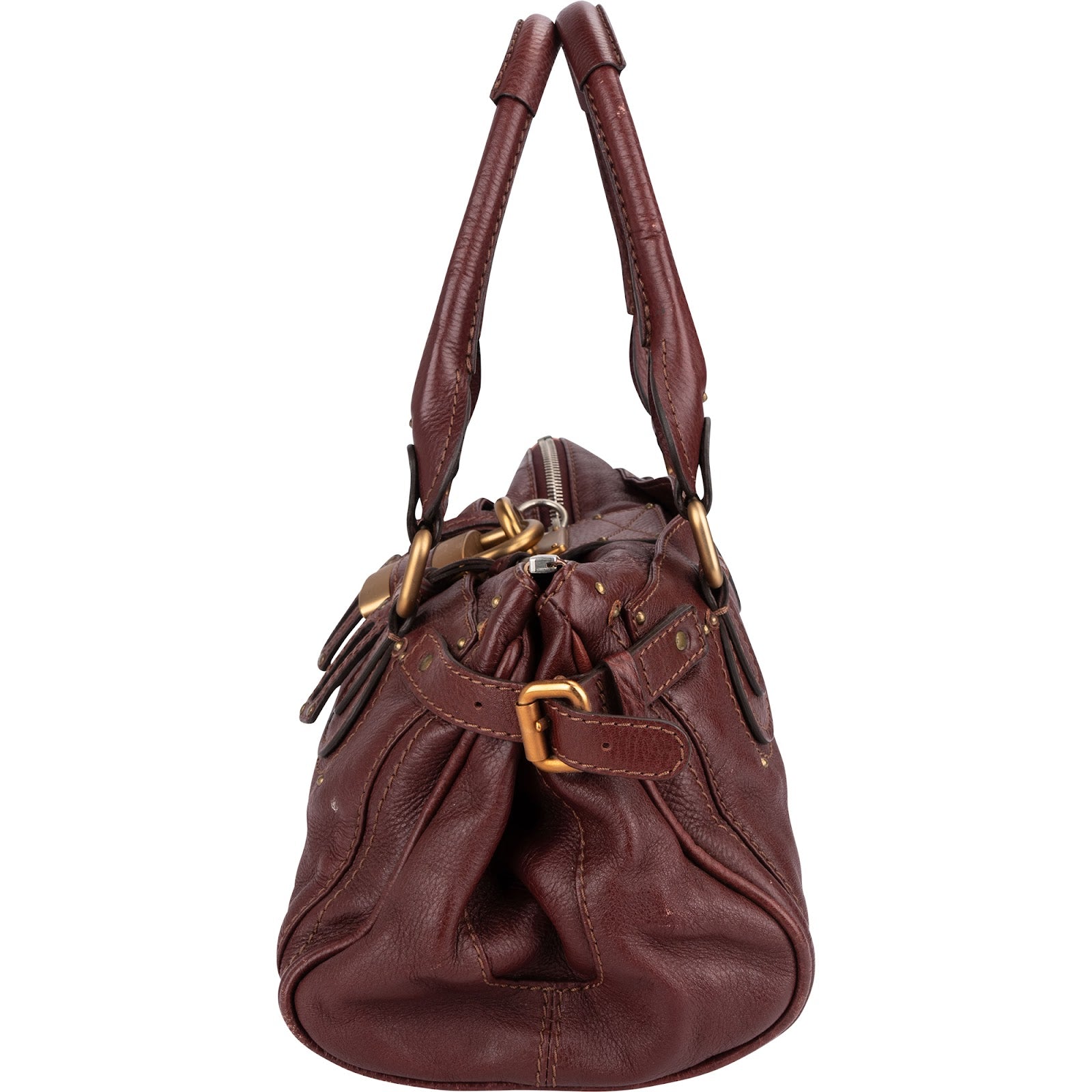 Chloé Bordeaux Leather Paddington Handbag