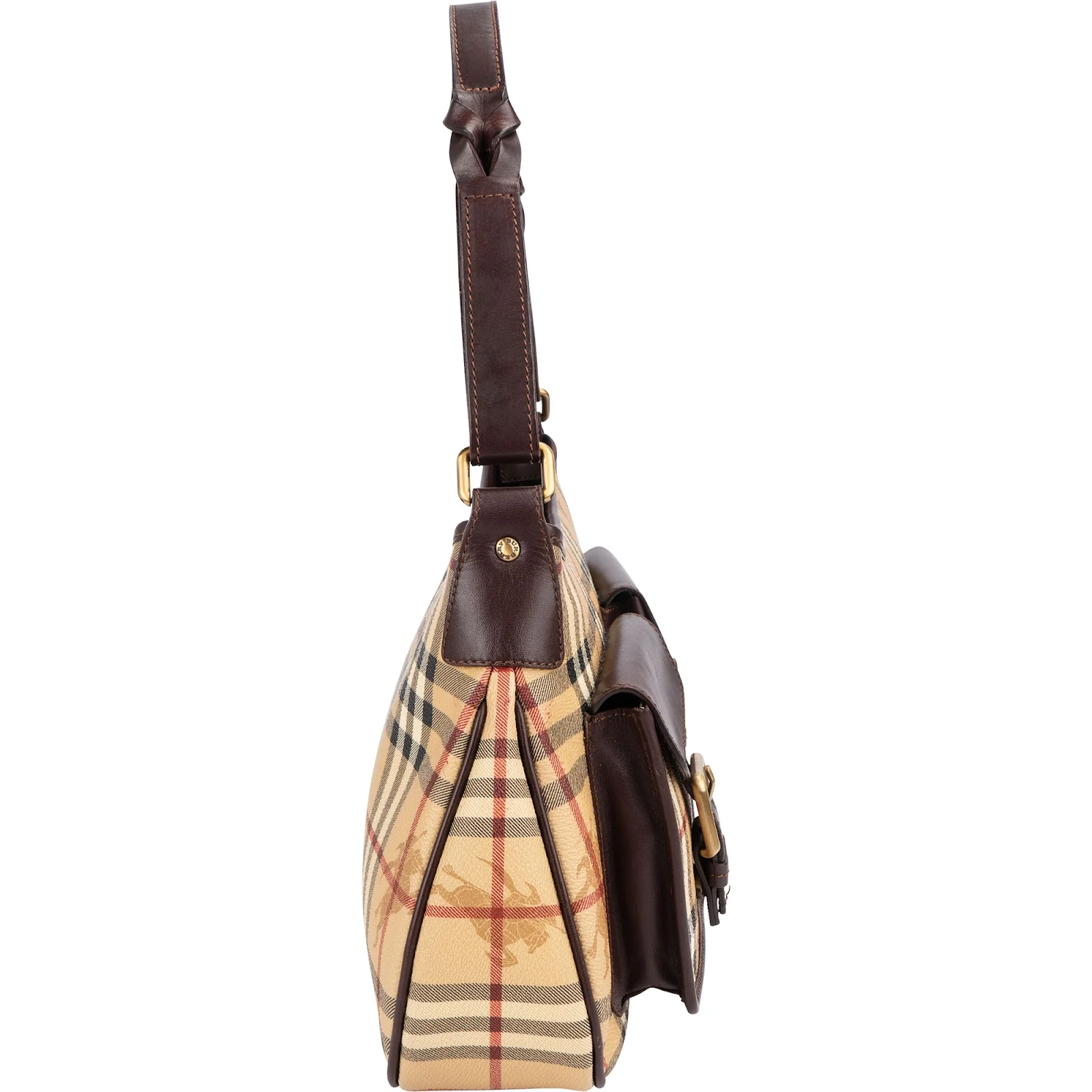 Burberry Haymarket Check Double Pocket Hobo Shoulder Bag