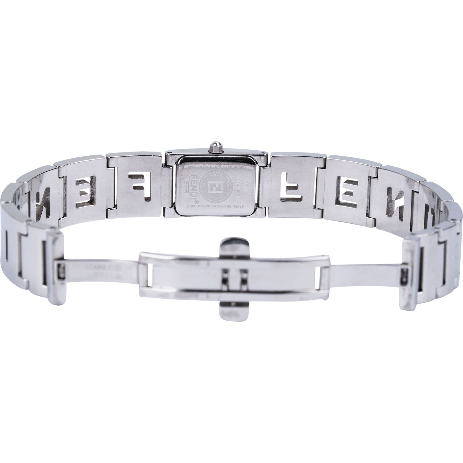 Fendi Silver Tone Orologi Chain Emblem Mania 3150L Damenuhr