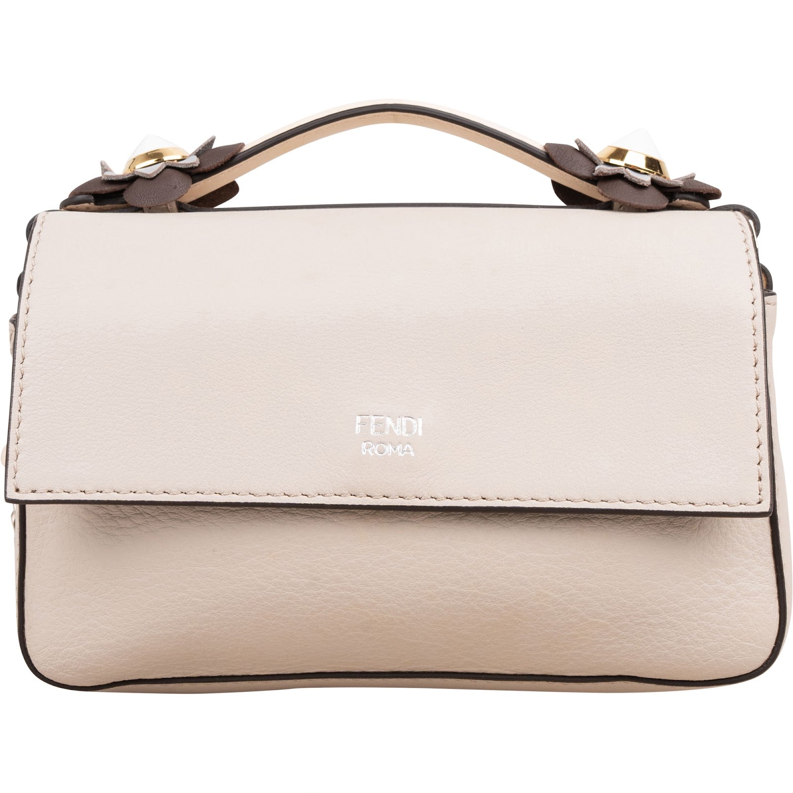 Fendi Leather Flowerland Double Micro Baguette Crossbody Bag