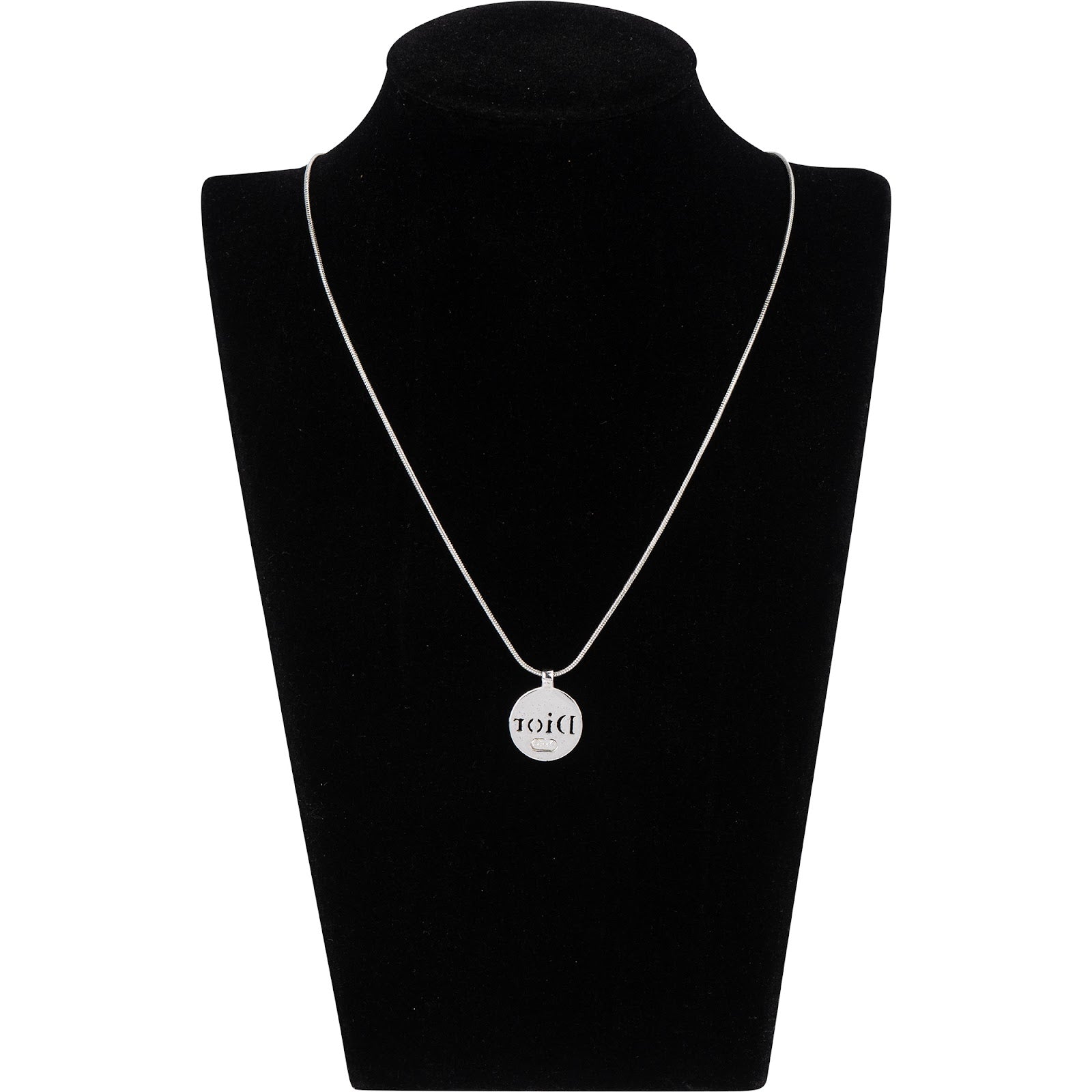 Christian Dior Silver Tone Emblem Pendant Necklace