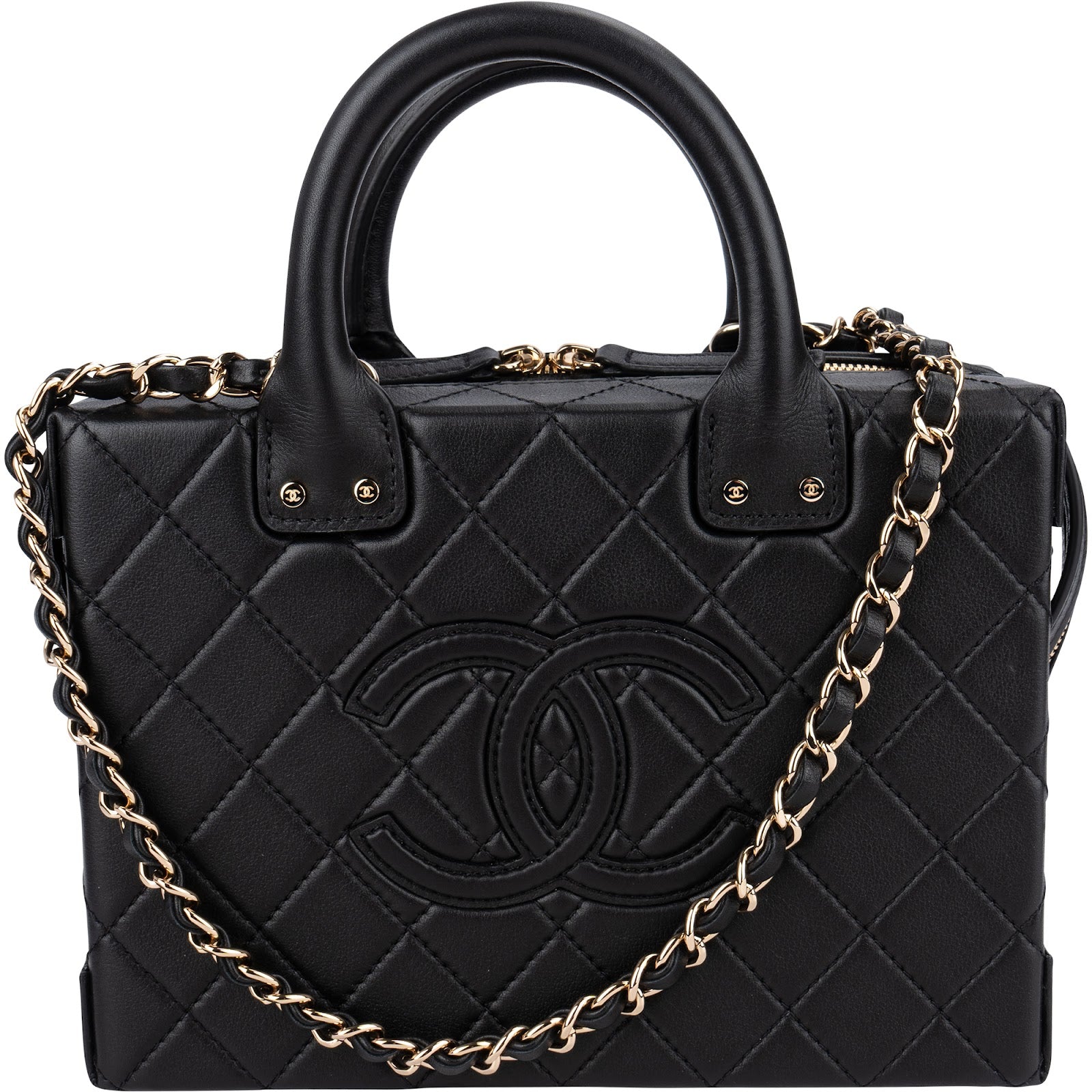 Chanel Quilted Lambskin CC Stitched Vanity Crossbody Handbag