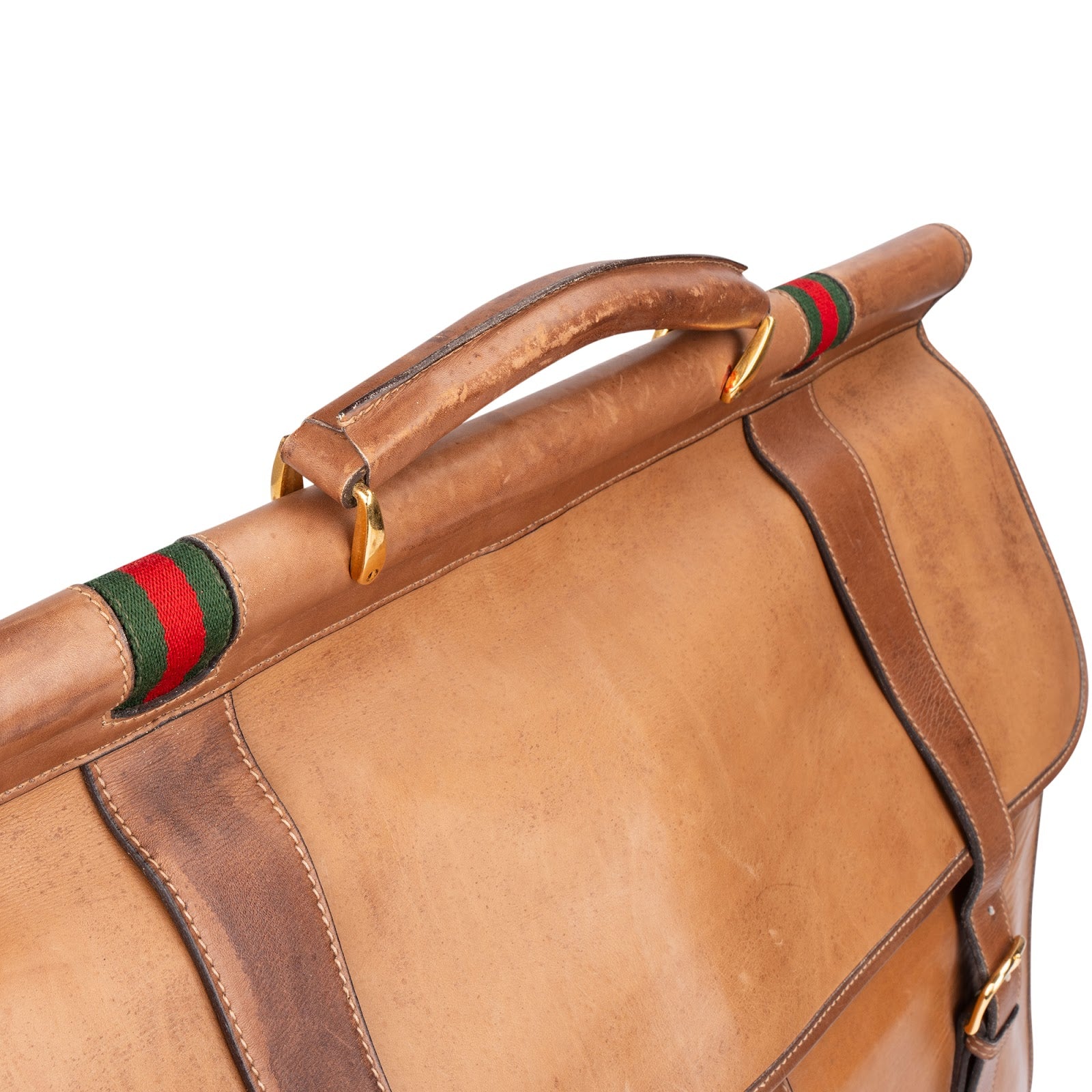 GUCCI Leather Vintage Web Stripe 55 Travel Bag