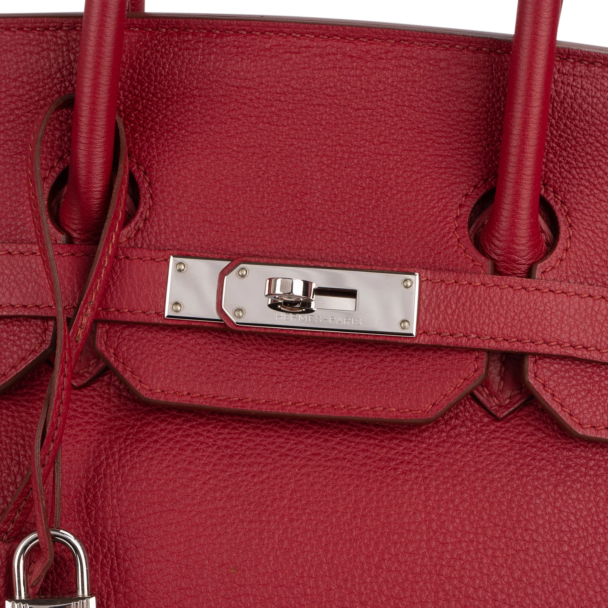 Hermès Clemence Leather Palladium Rouge H Birkin 35 Handbag