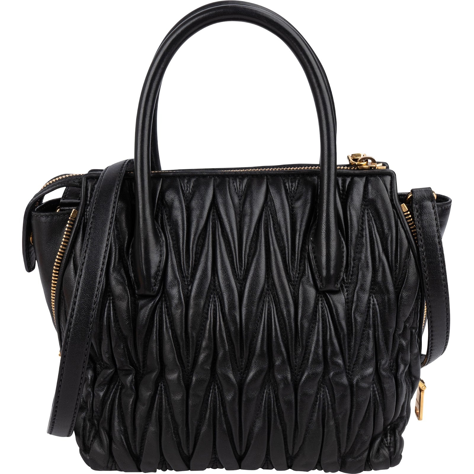 Miu Miu Black Matelassé Nappa Leather Handbag