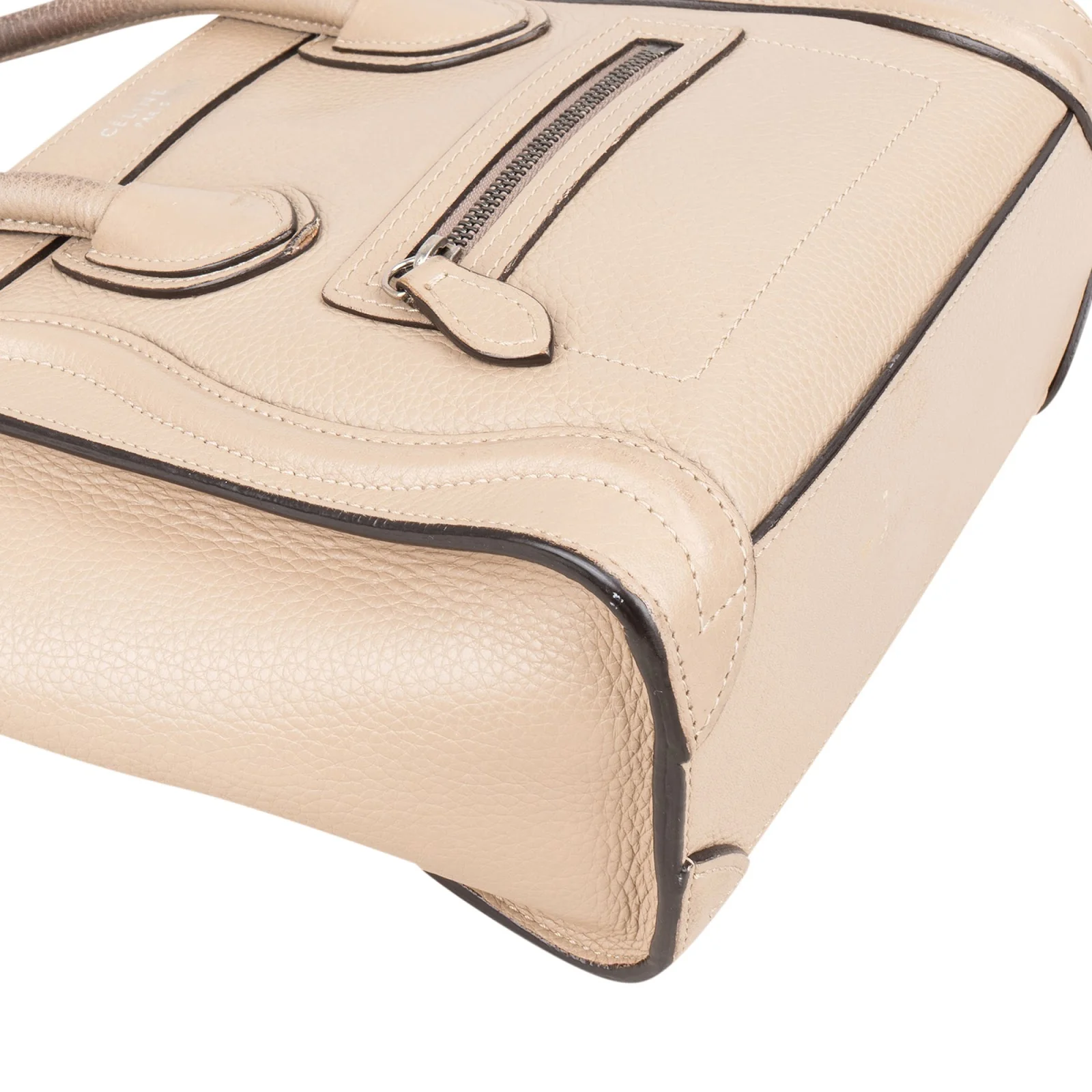 Céline Drummed Calfskin Luggage Handbag