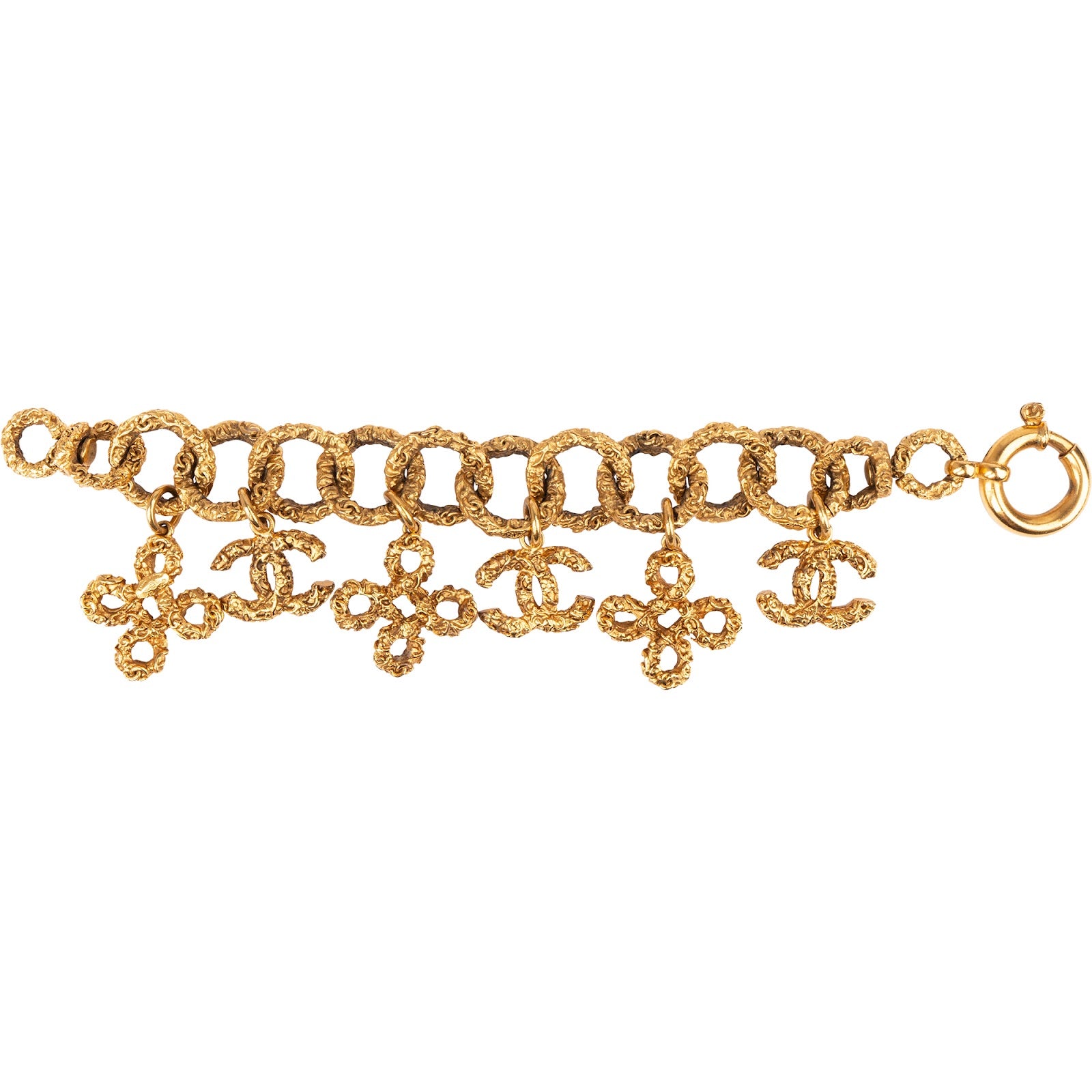 Chanel - Golden CC Clover Lava Charm Bracelet 93P