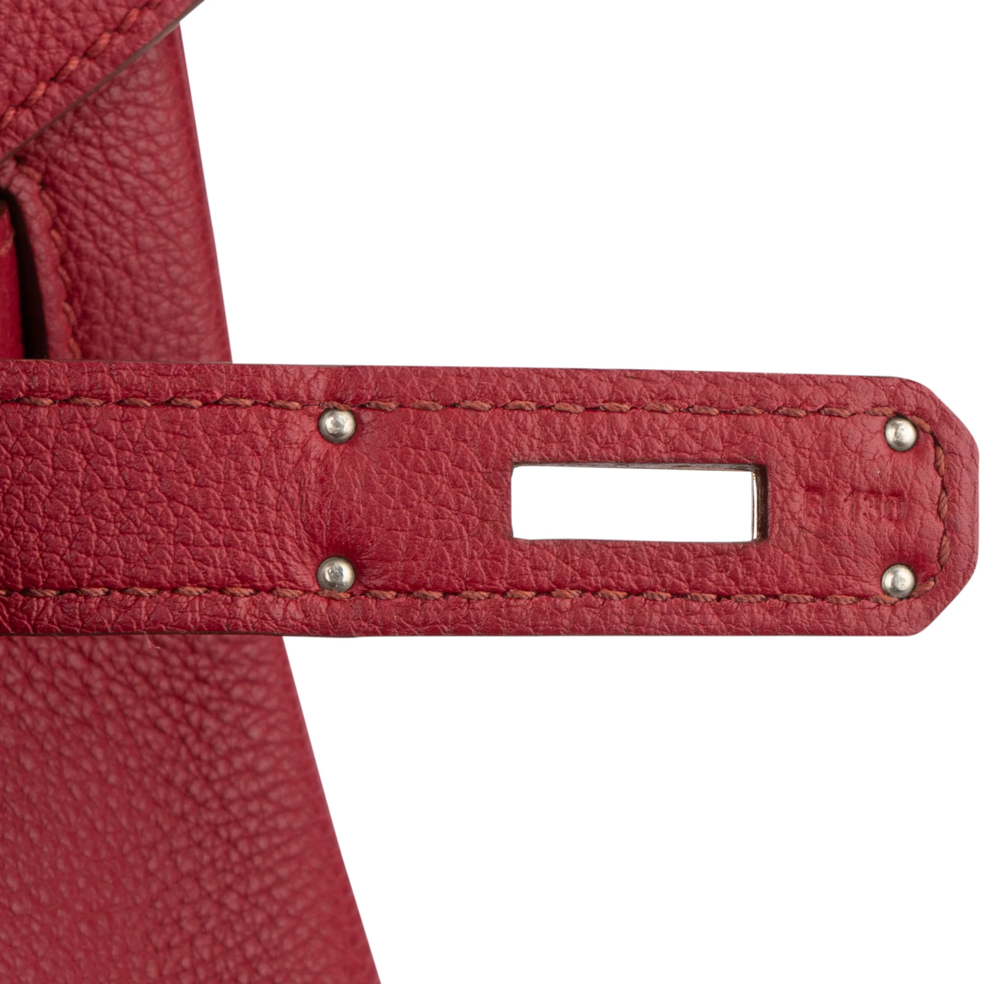 Hermès Clemence Leather Palladium Rouge H Birkin 35 Handbag