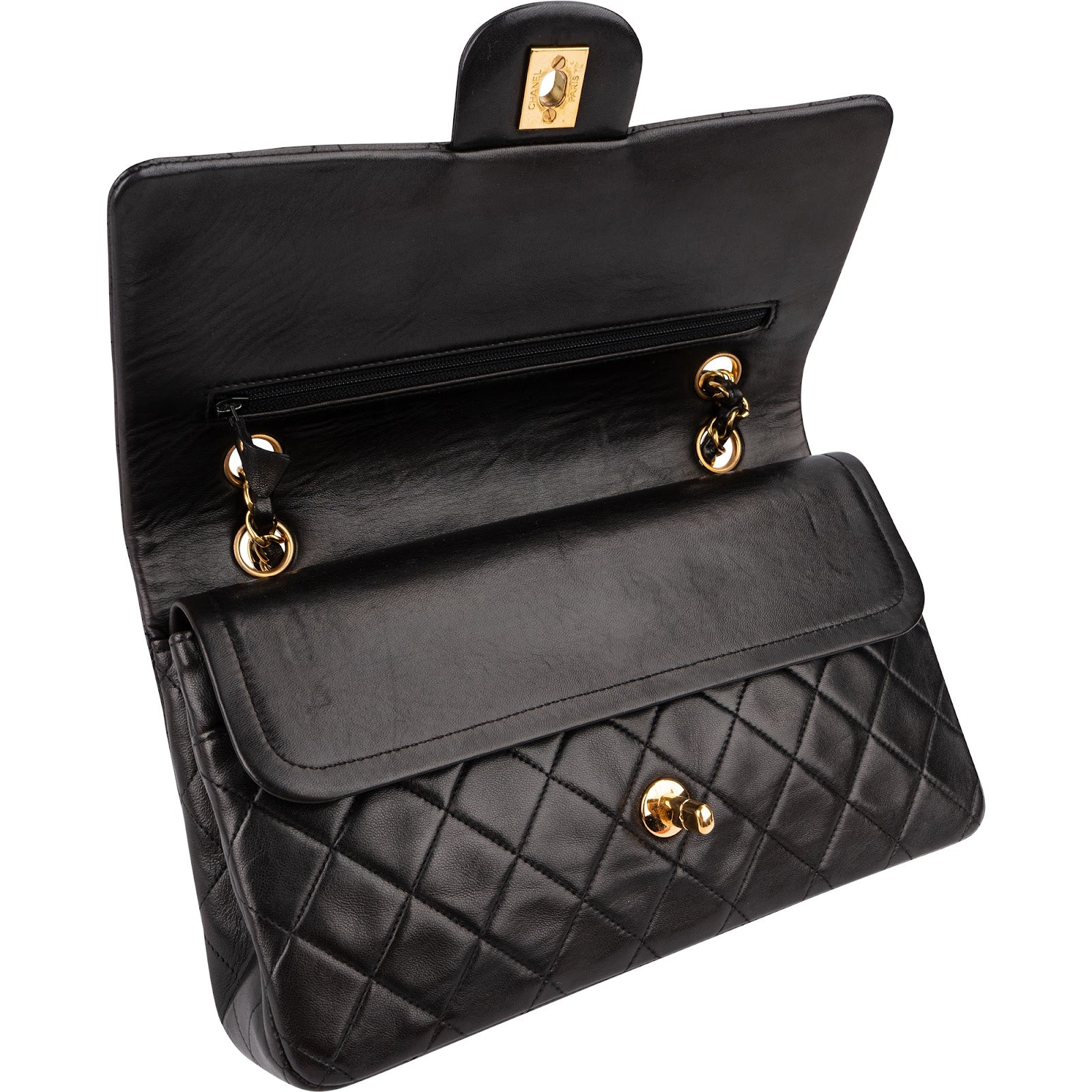 Chanel Quilted Lambskin 24K Gold Medium Double Flap Shoulder Bag