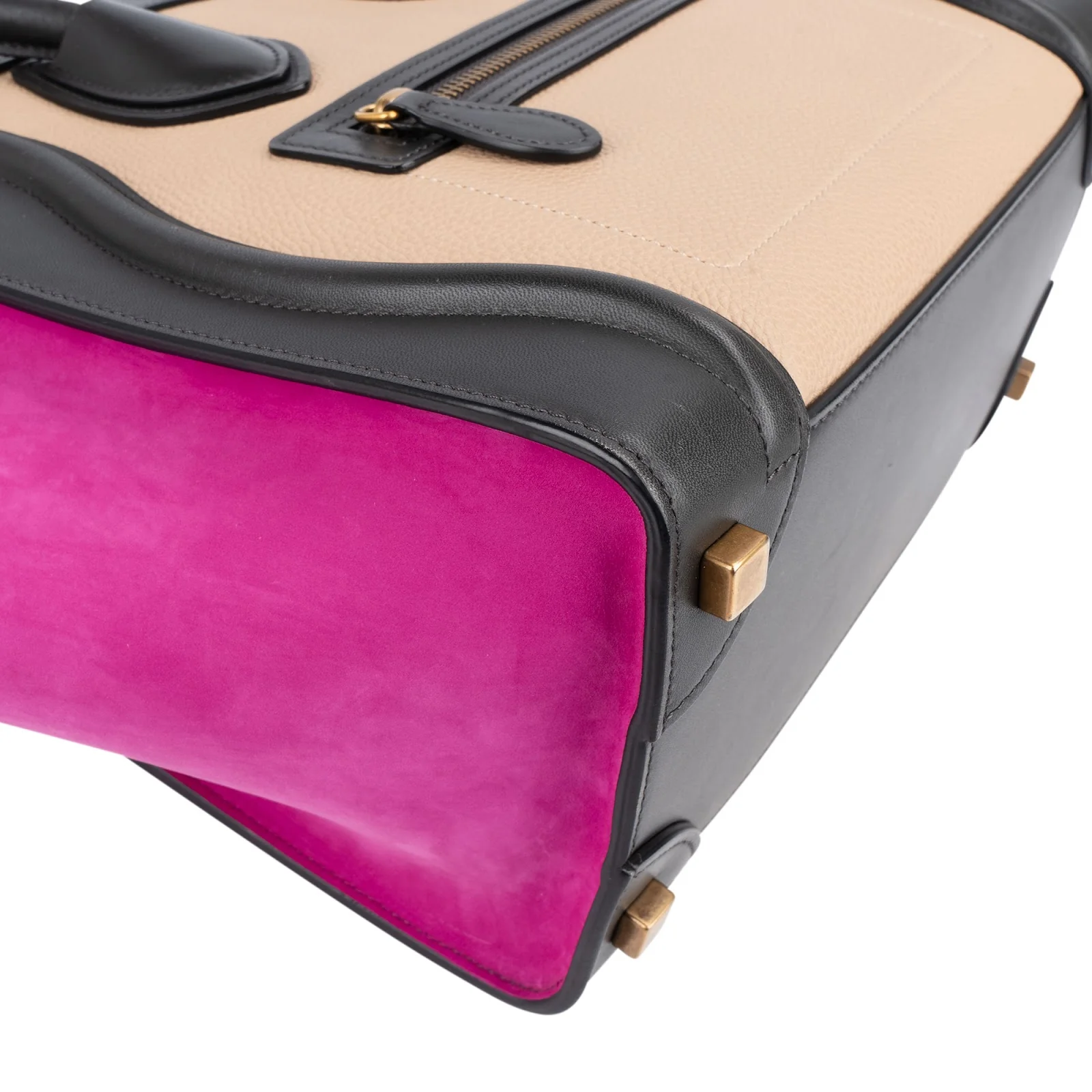 Céline Tricolor Suede Leather Luggage Handbag