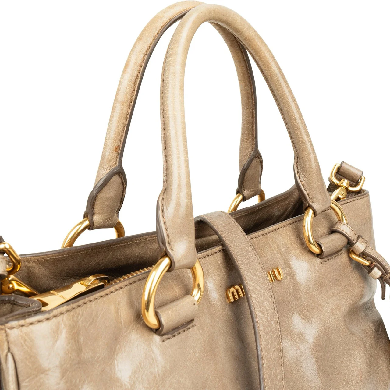 Miu Miu Vitello Lux Leather Tote Handbag