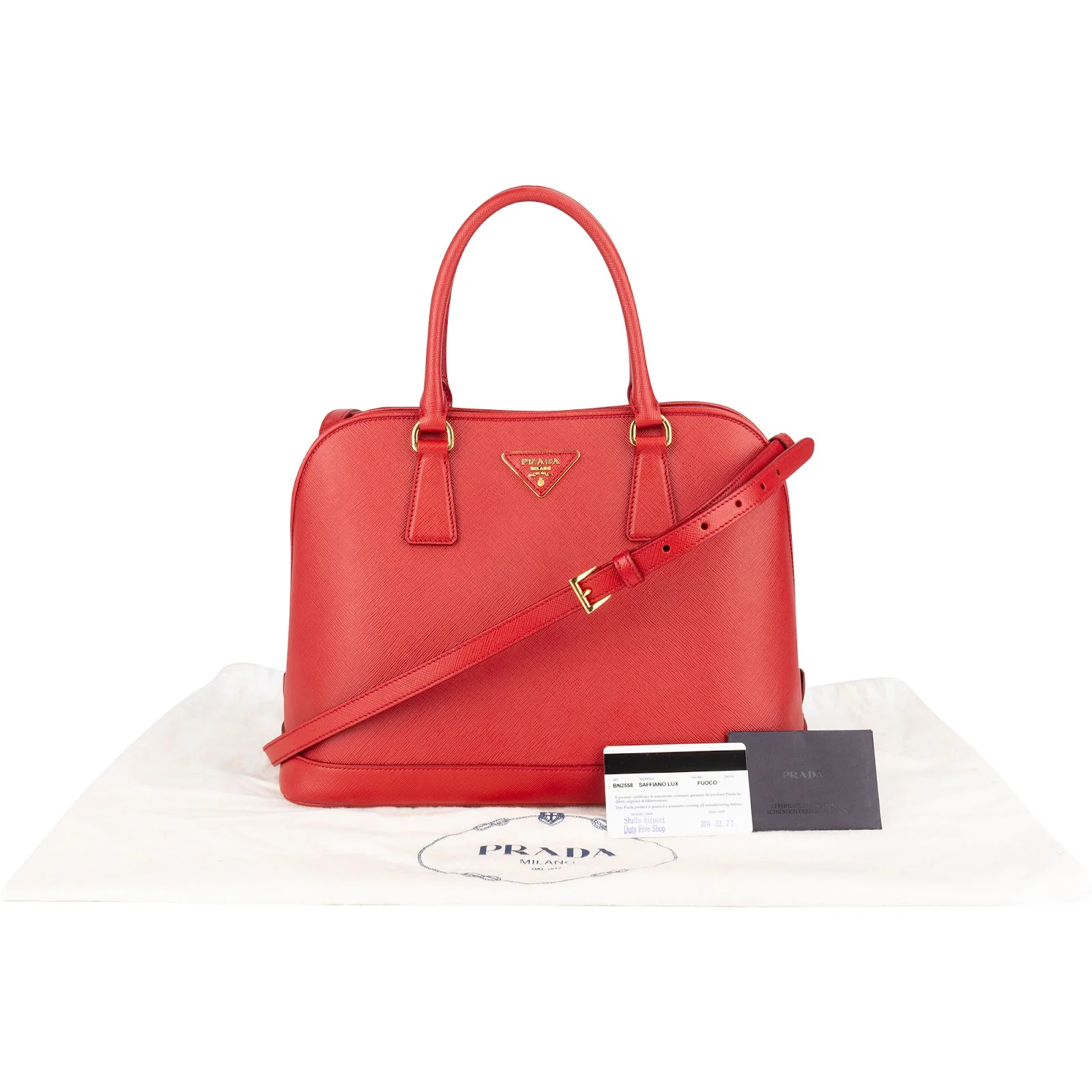 Prada Red Saffiano Leather Promenade Handbag