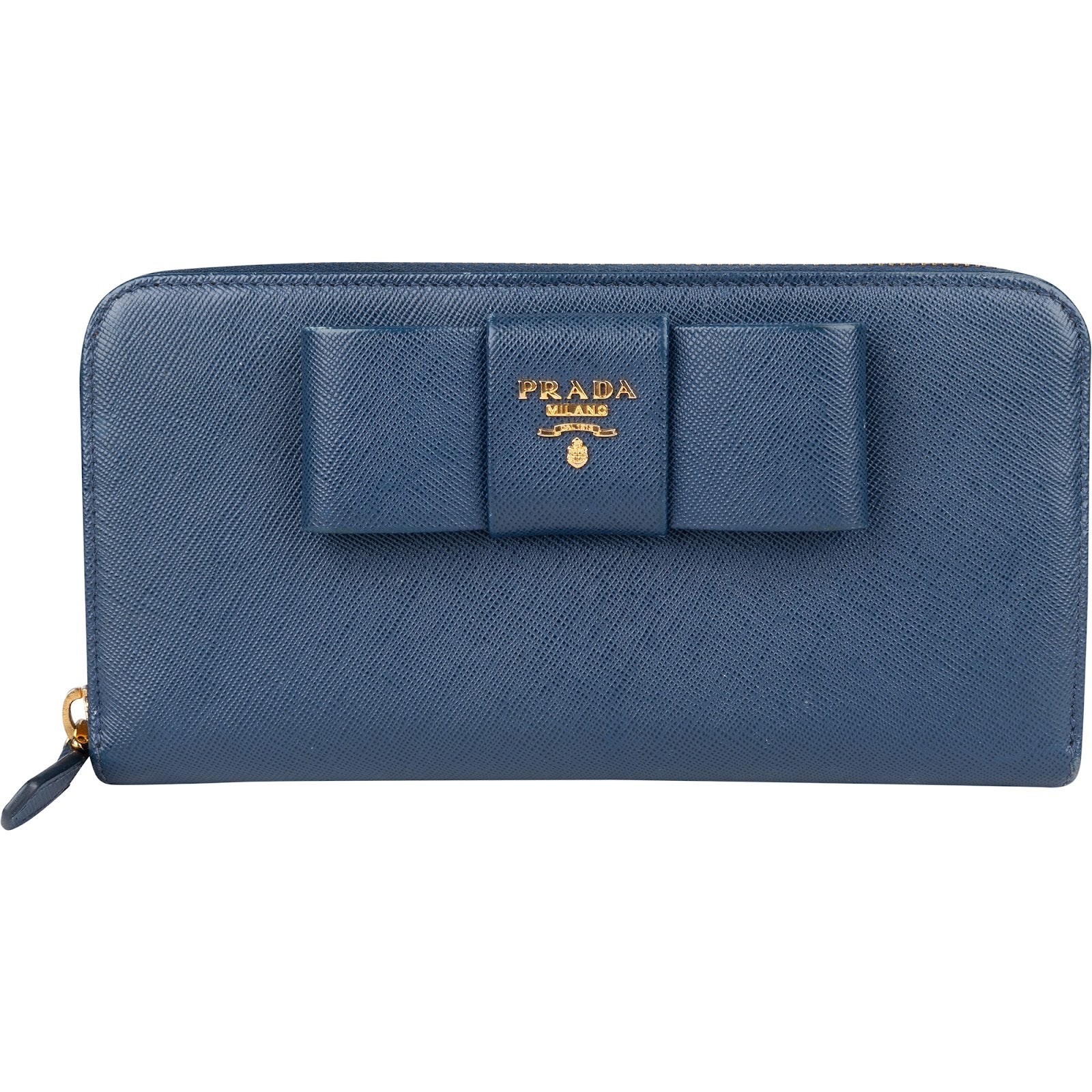 Prada Saffiano Fiocco Leather Zip Around Wallet