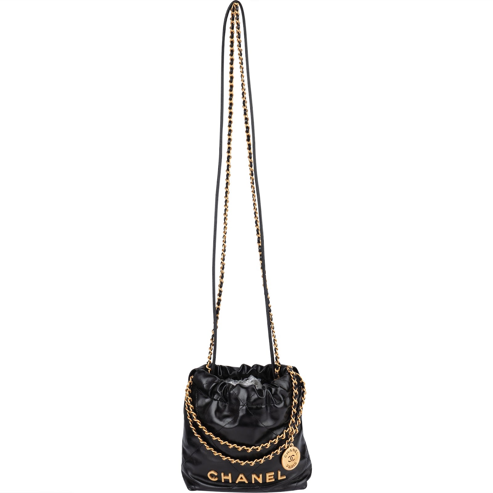 Chanel 22 Stitching Lambskin Small Drawstring Crossbody Bag