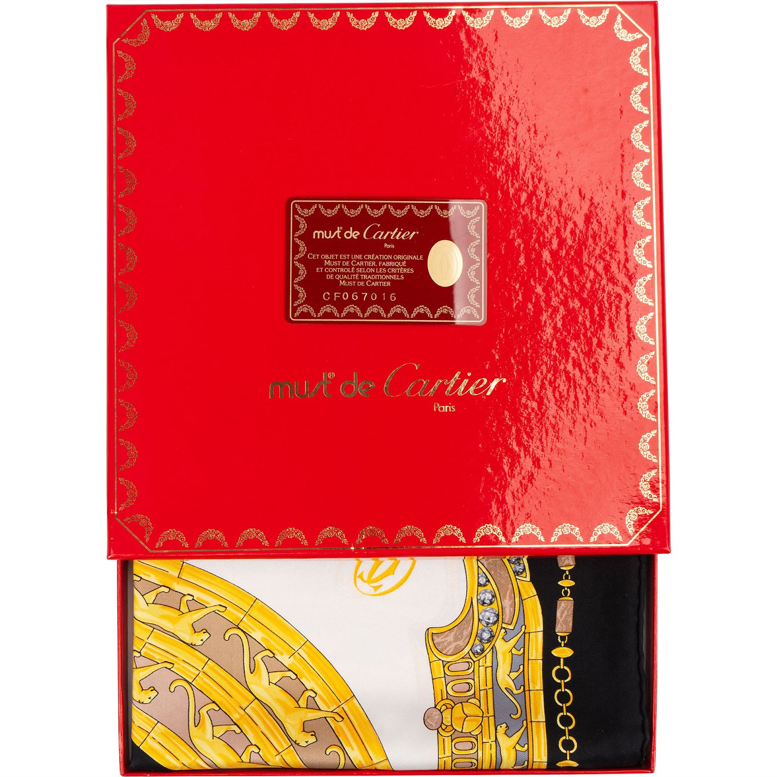 Must de Cartier Egyptian Revival Silk Scarf Tuch