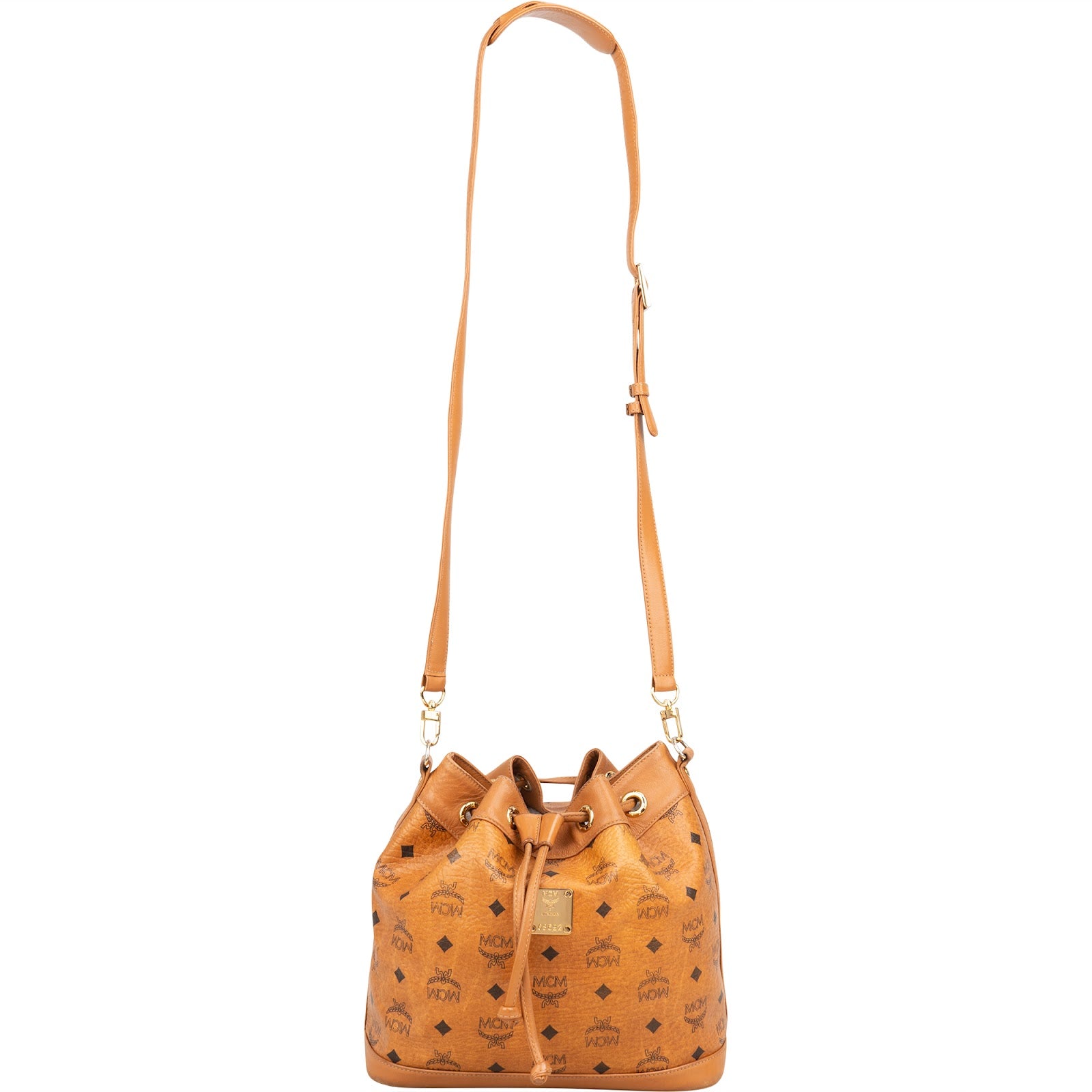 Sac à bandoulière type « bucket » MCM à cordon de serrage, motif Monogram Visetos