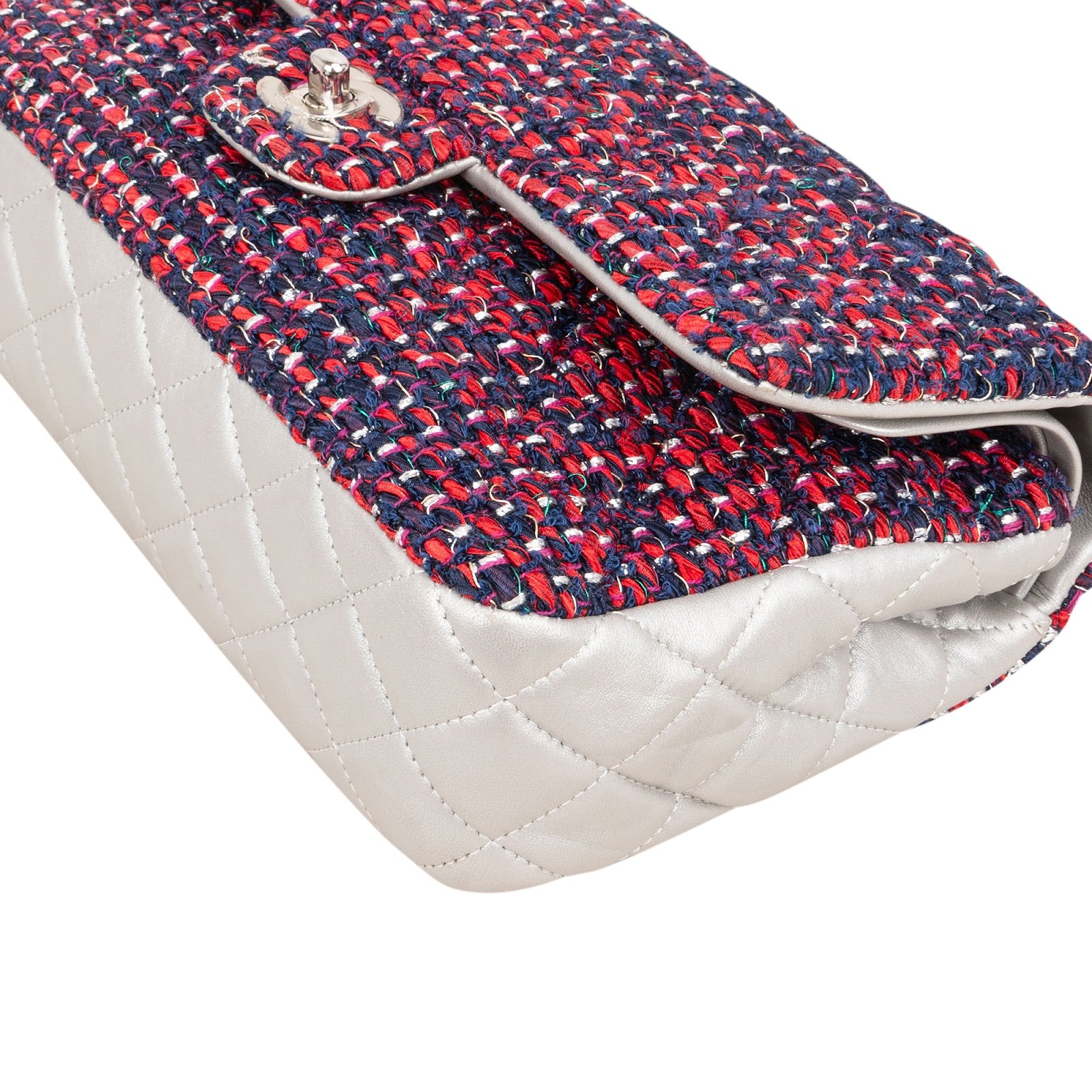 Chanel Quilted Multicolor Tweed and Lambskin Medium Double Flap Shoulder Bag