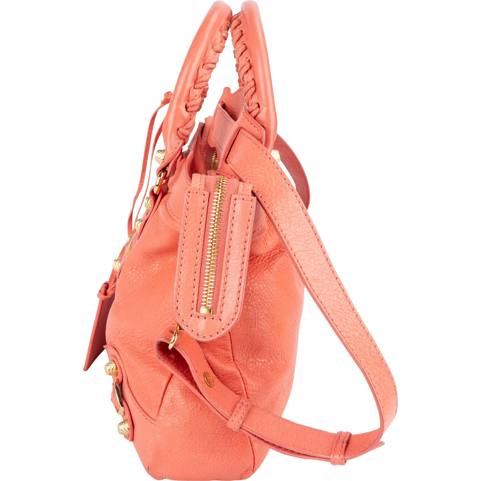 Balenciaga Coral Leather Small City Handbag