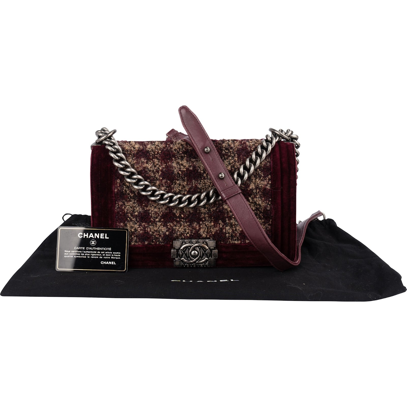 Chanel Velvet & Boucle Tweed Medium Boy Crossbody Bag