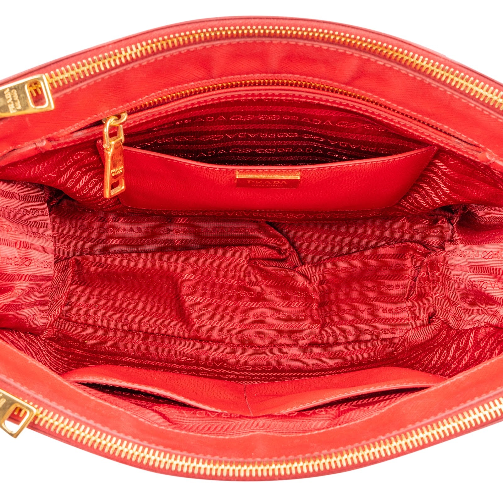 Prada Red Saffiano Leather Galleria Handbag