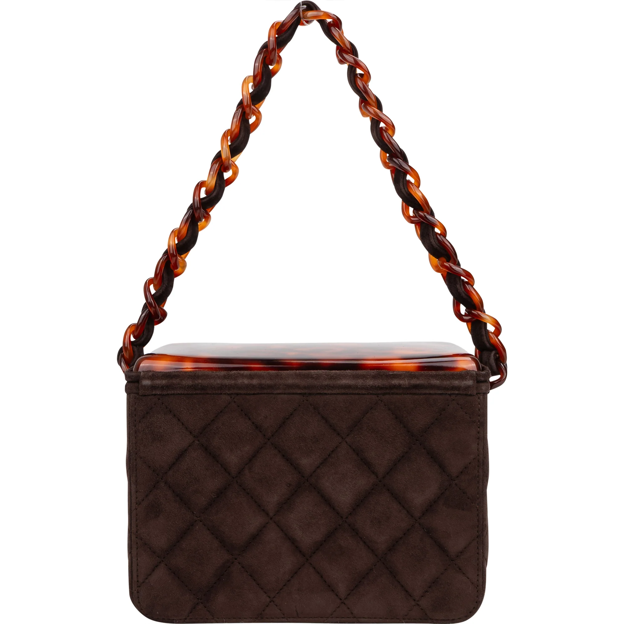 Chanel Quilted Suede Acrylic RARE 90s Vanity Handbag