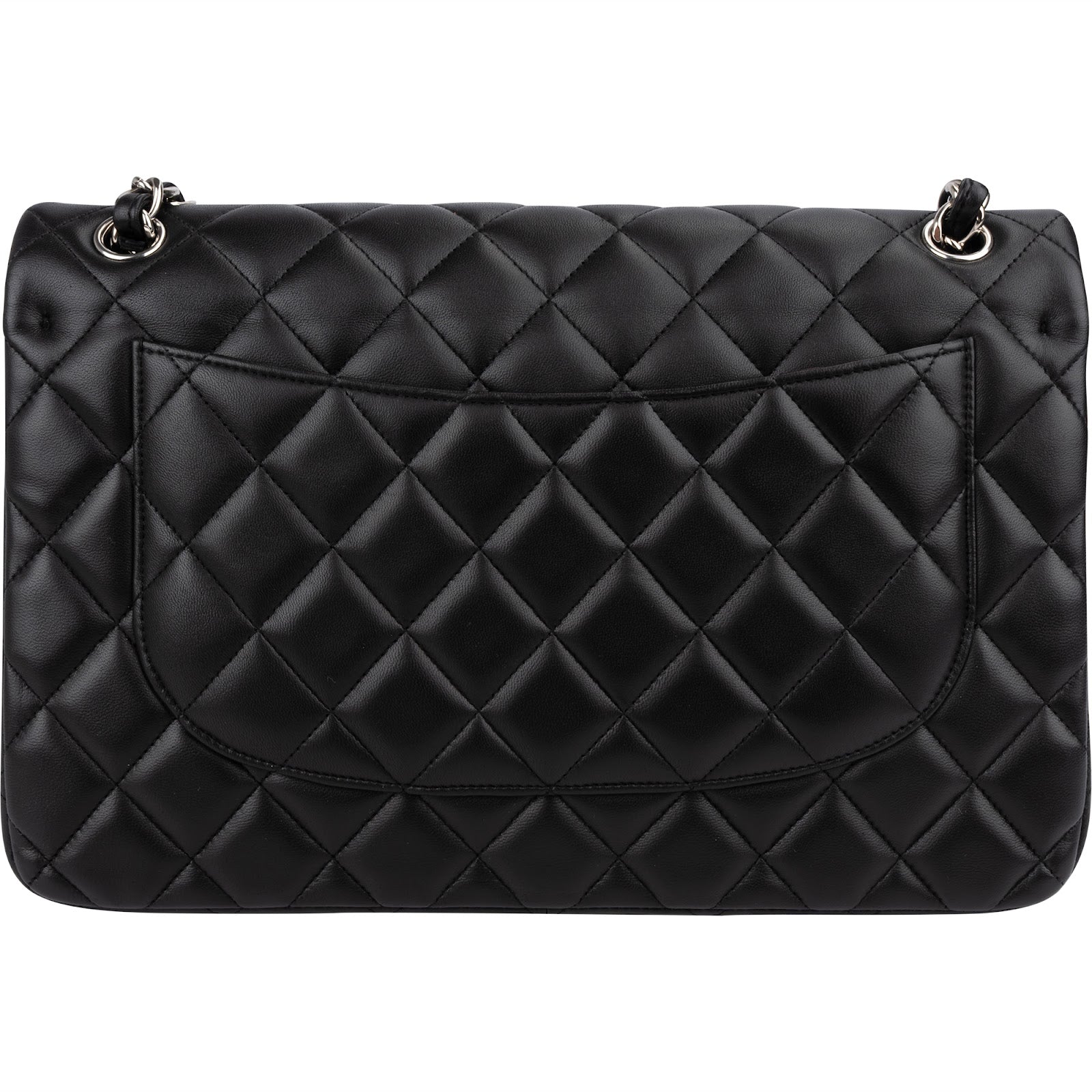 Chanel Quilted Lambskin Palladium Jumbo Double Flap Crossbody Bag