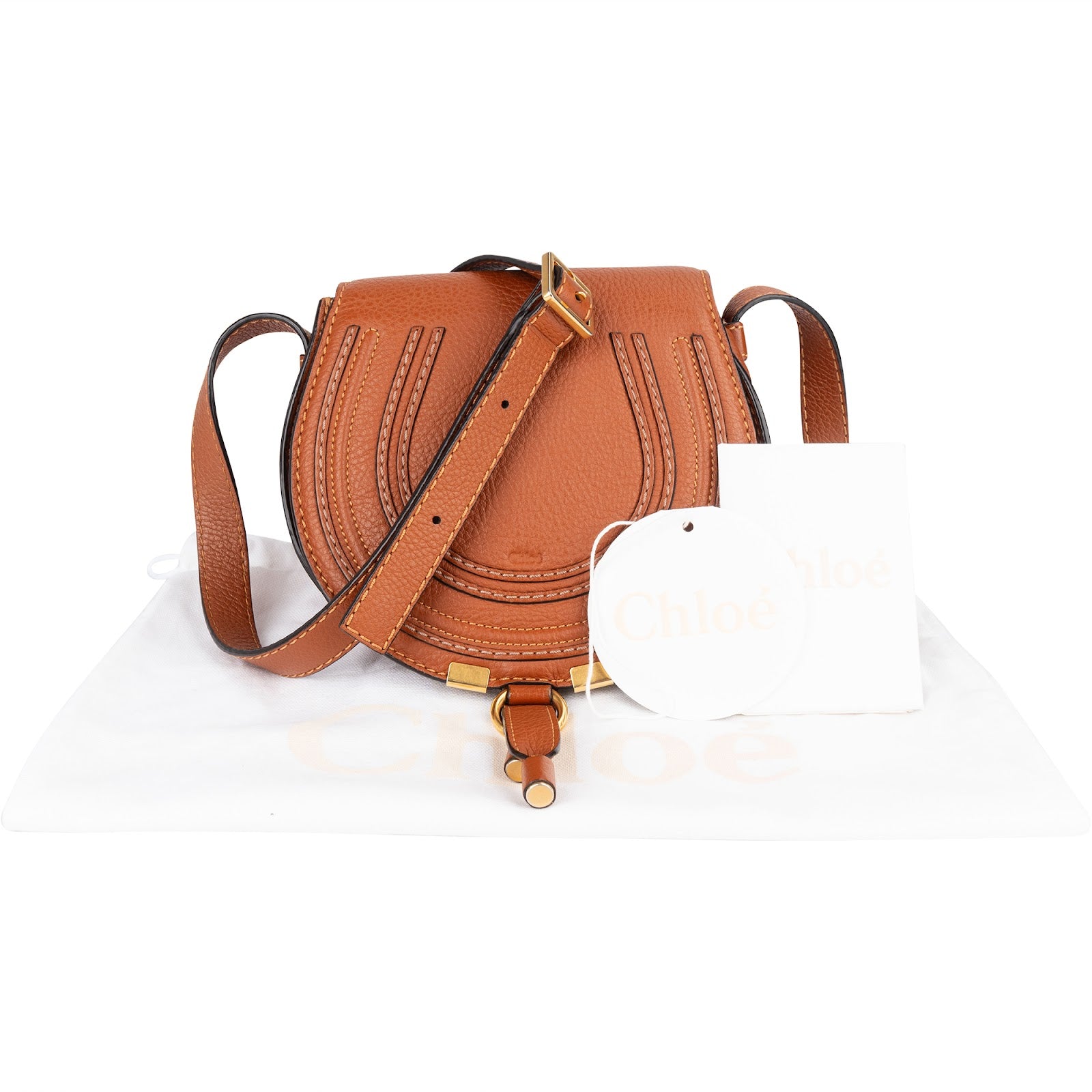 Chloé Grained Calfskin Leather Small Marcie Saddle Crossbody Bag