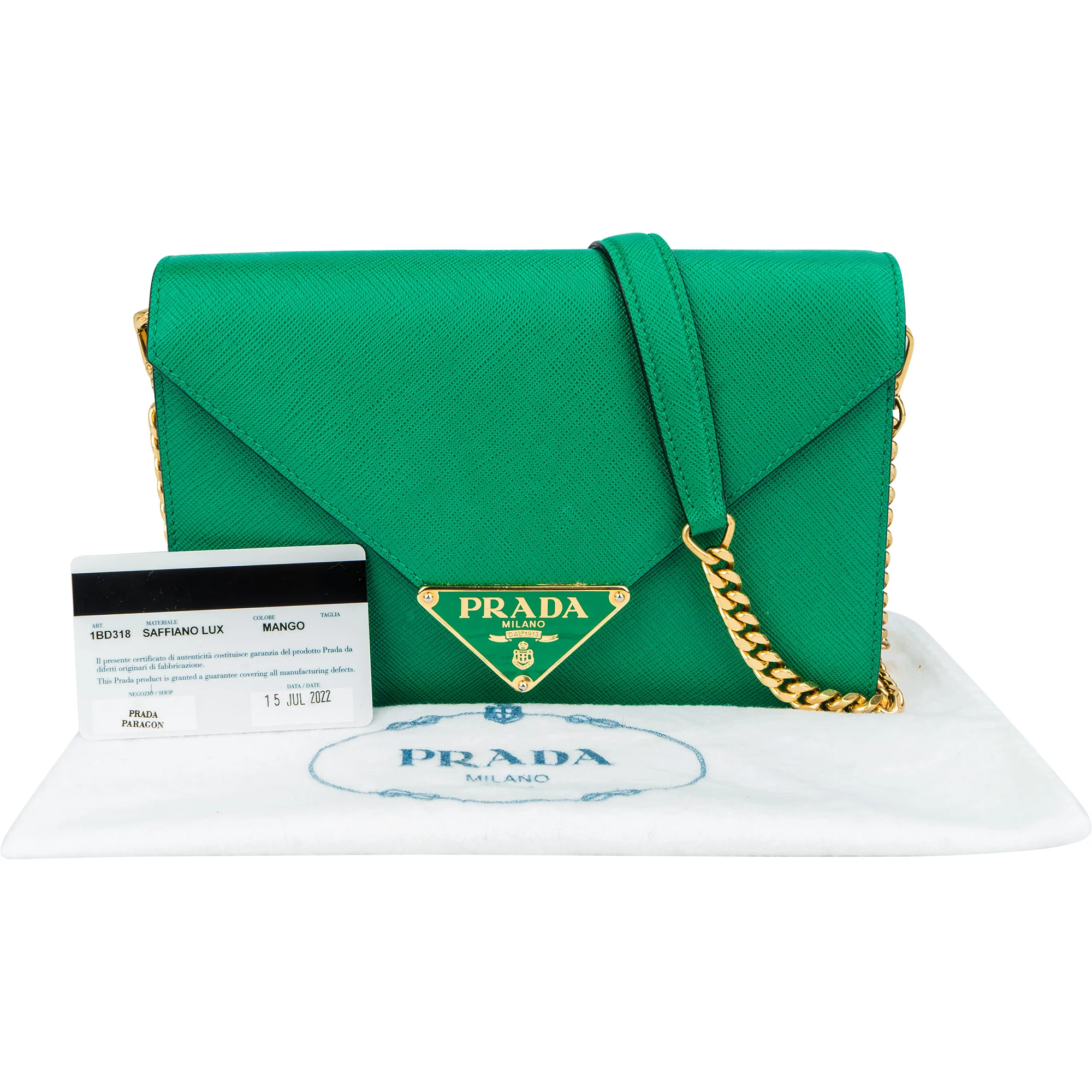 Prada Green Saffiano Leather Big Triangle Crossbody Bag