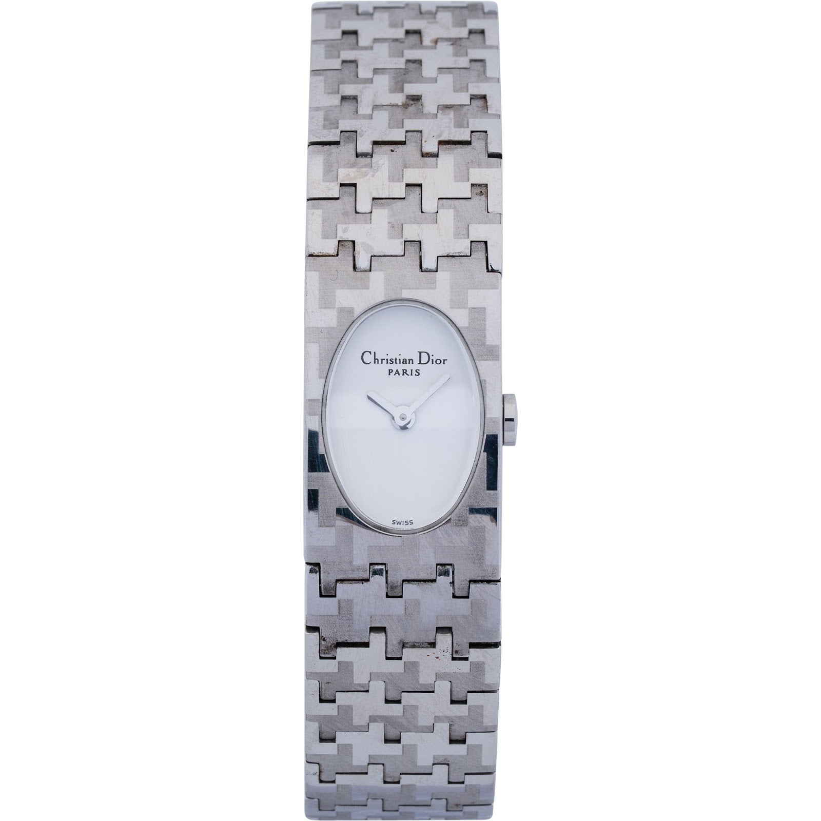Christian Dior Silver Tone Puzzle Bracelet D70-100 Damenuhr