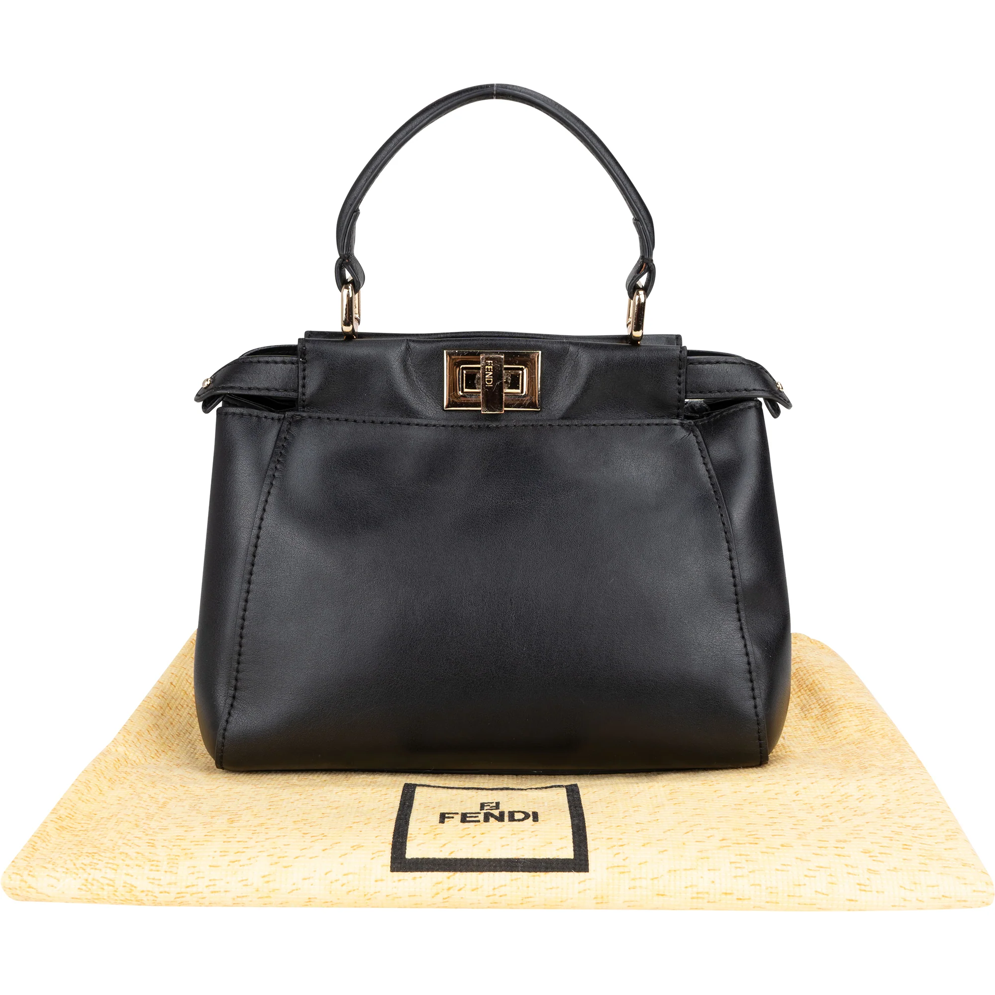 Fendi Black Leather Peekaboo Handbag