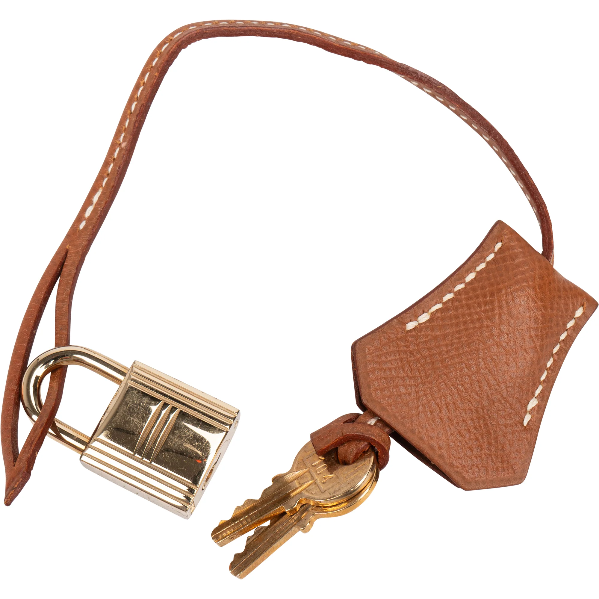 Hermès Brun Epsom Leather Clochette + Golden Padlock Schloss