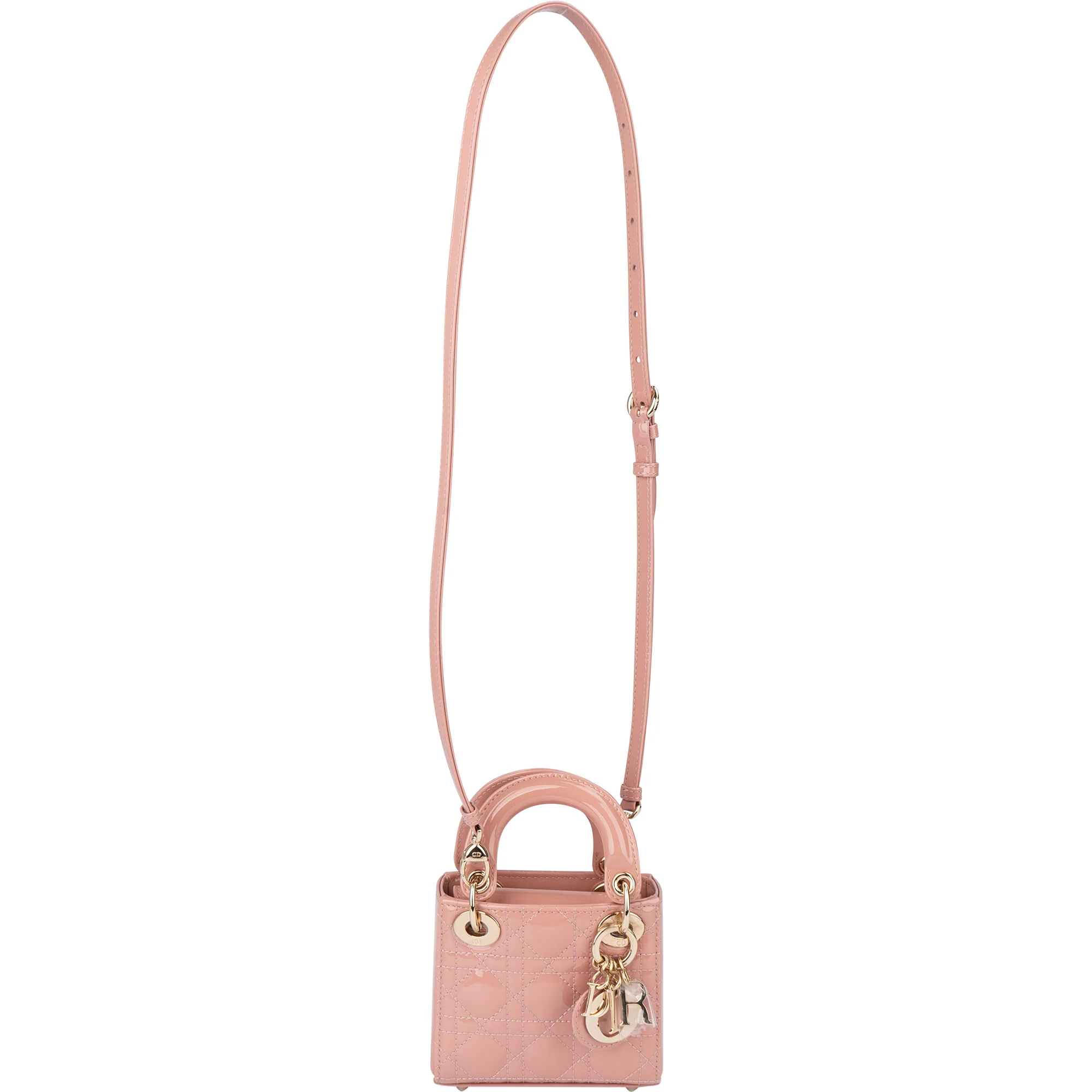 Christian Dior Quilted Patent Leather Micro Lady Dior Handbag